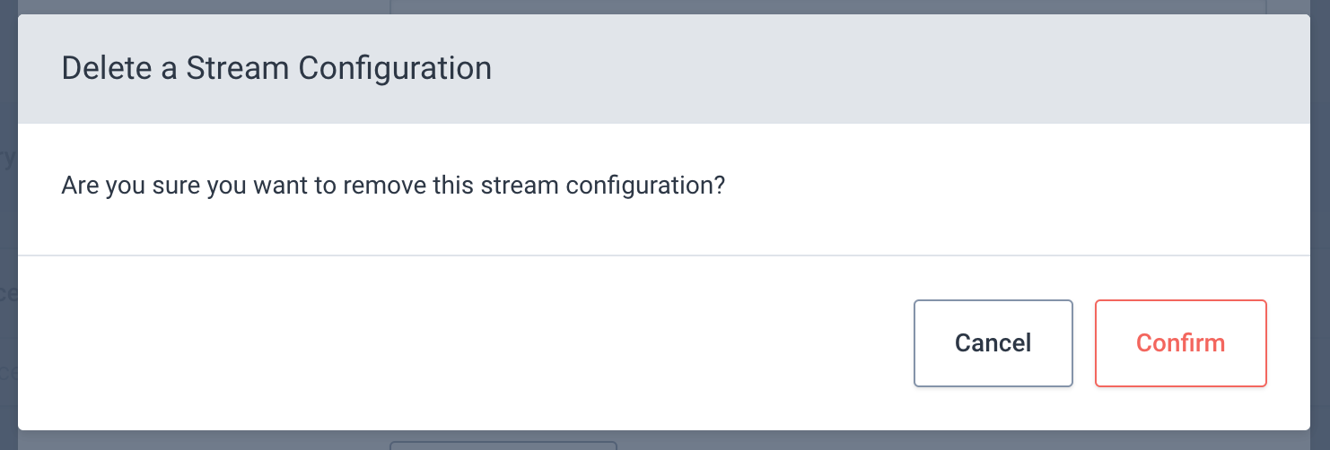 Delete stream configuration confirm