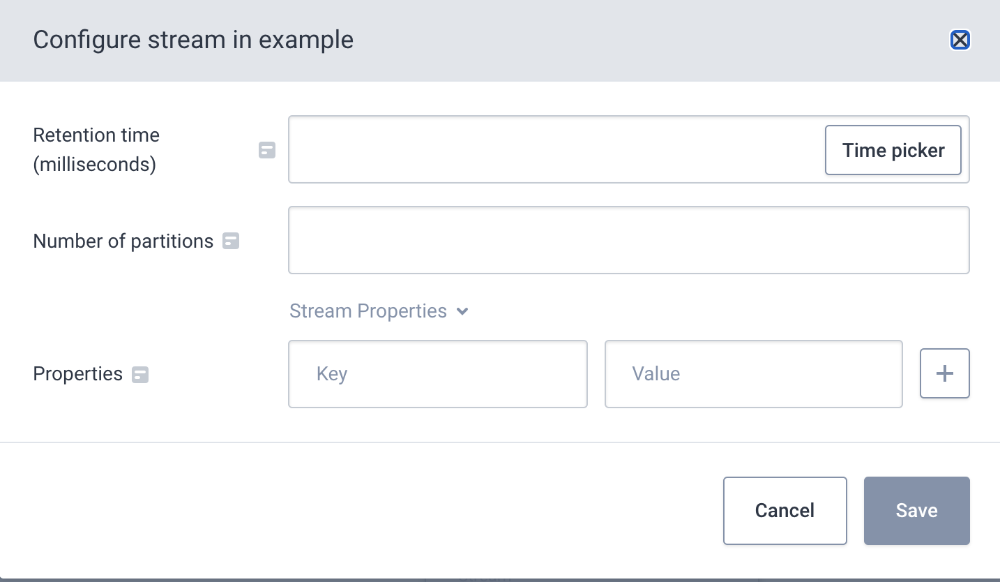 Configure stream modal