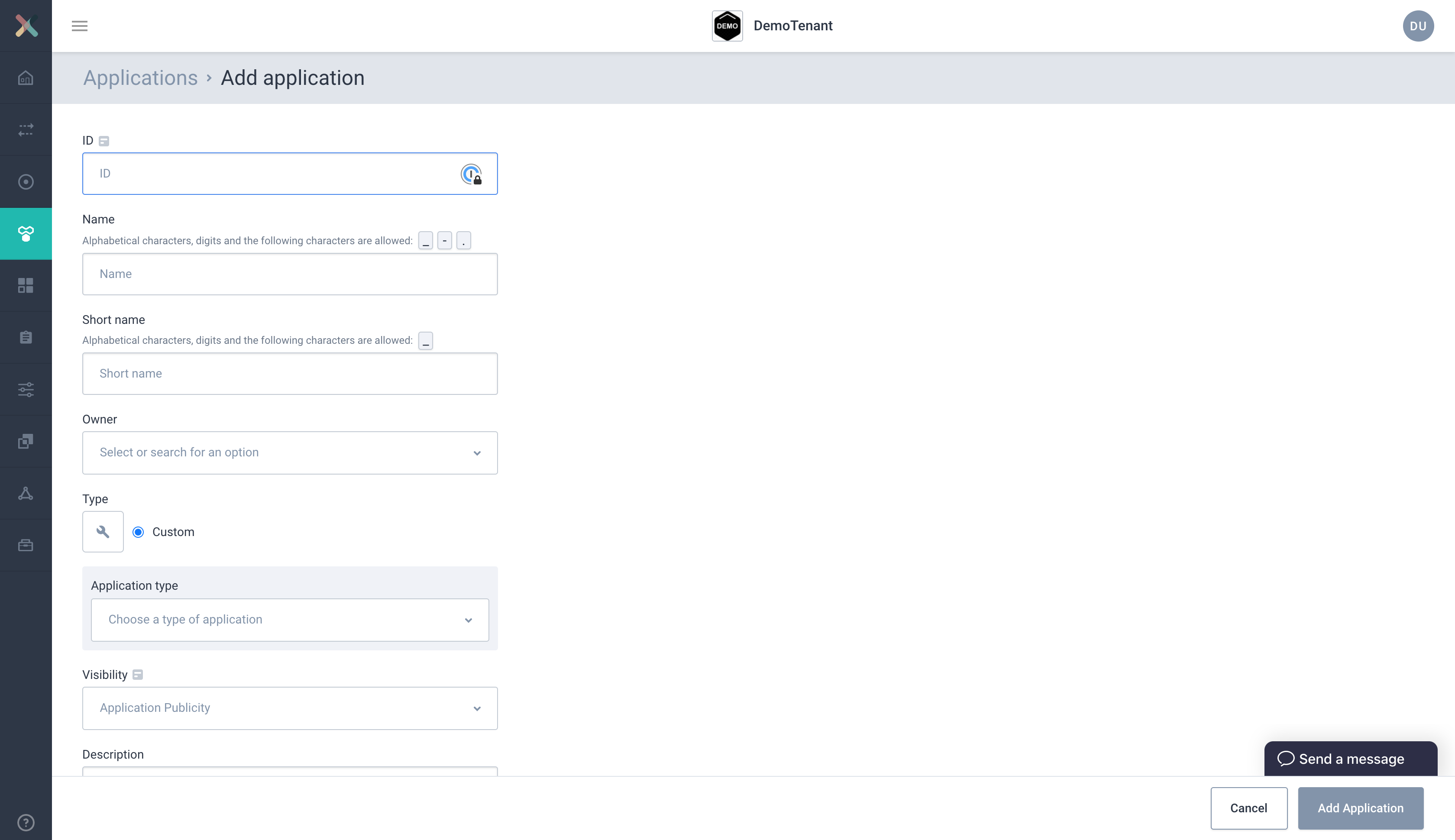 Add application page