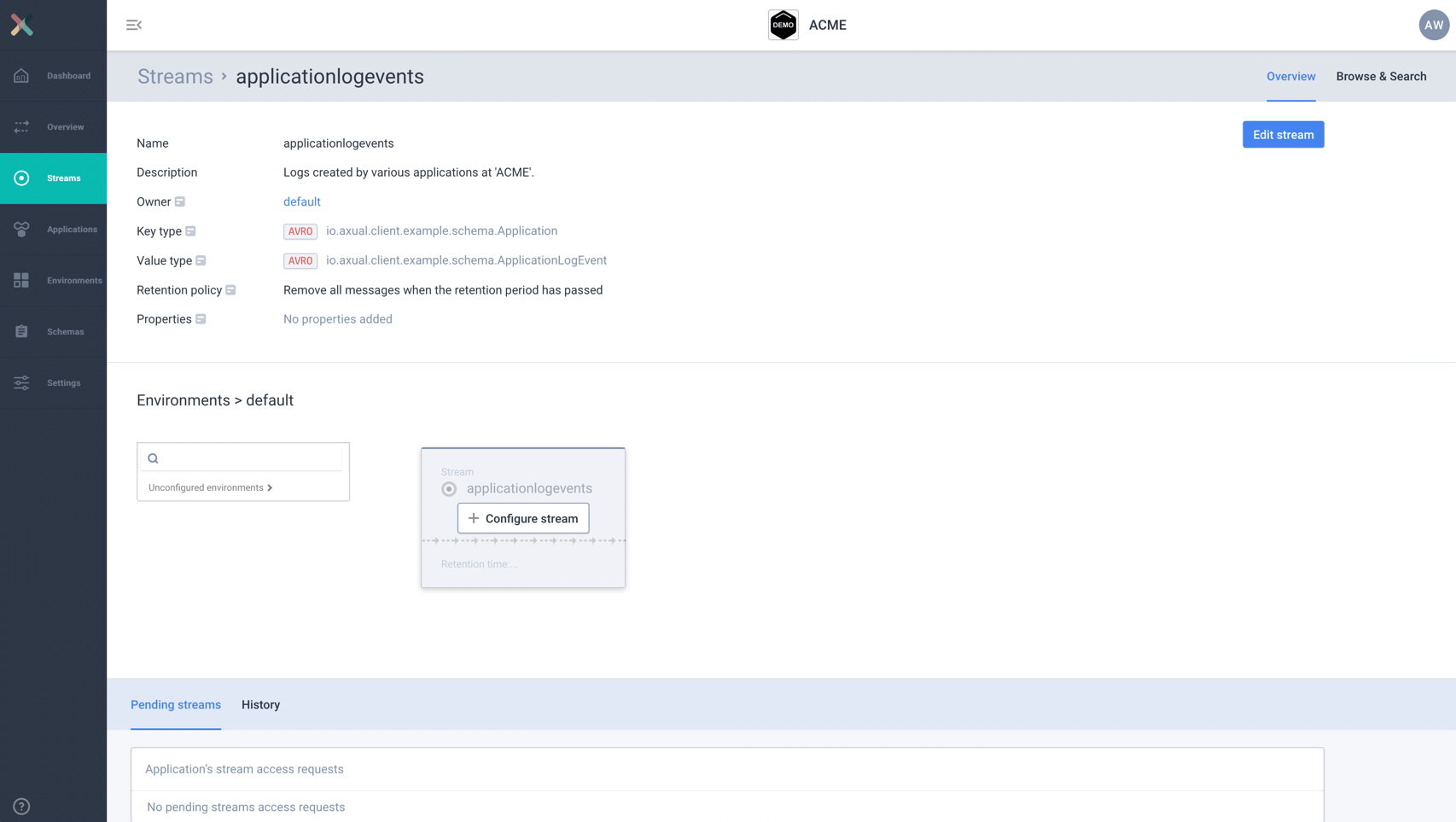 stream applicationlogevents