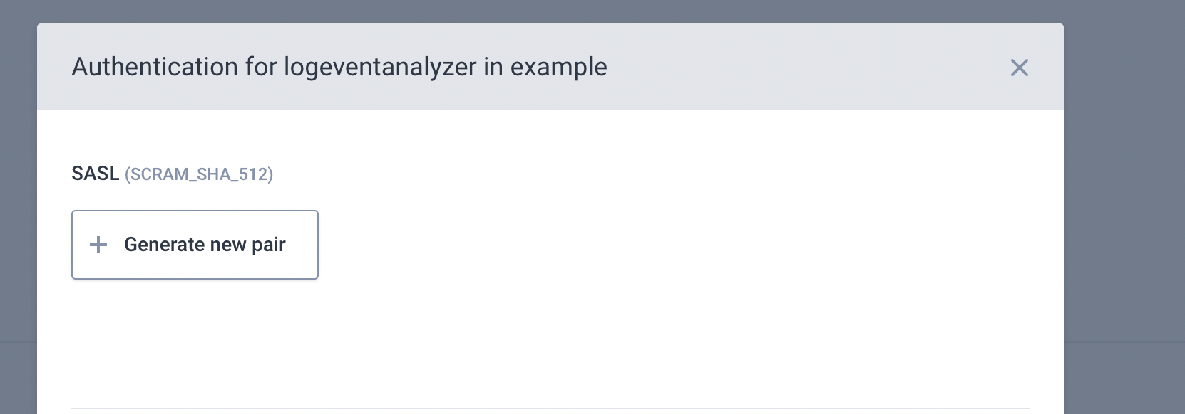 Configure application Credentials modal