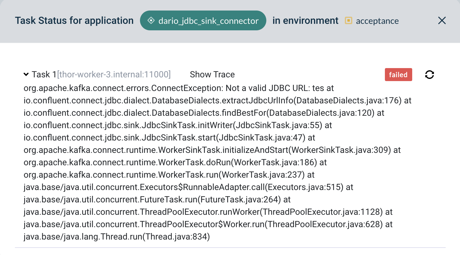 View stack trace
