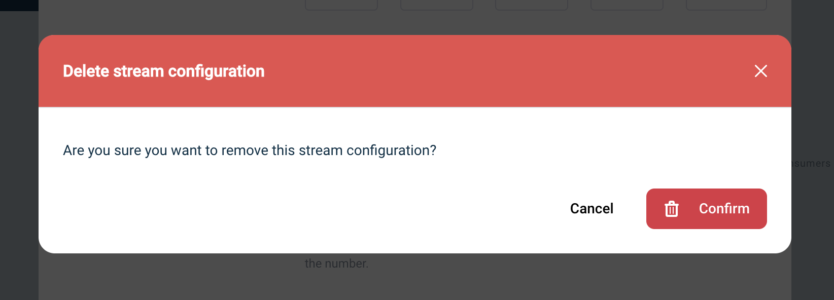 Delete stream configuration confirm