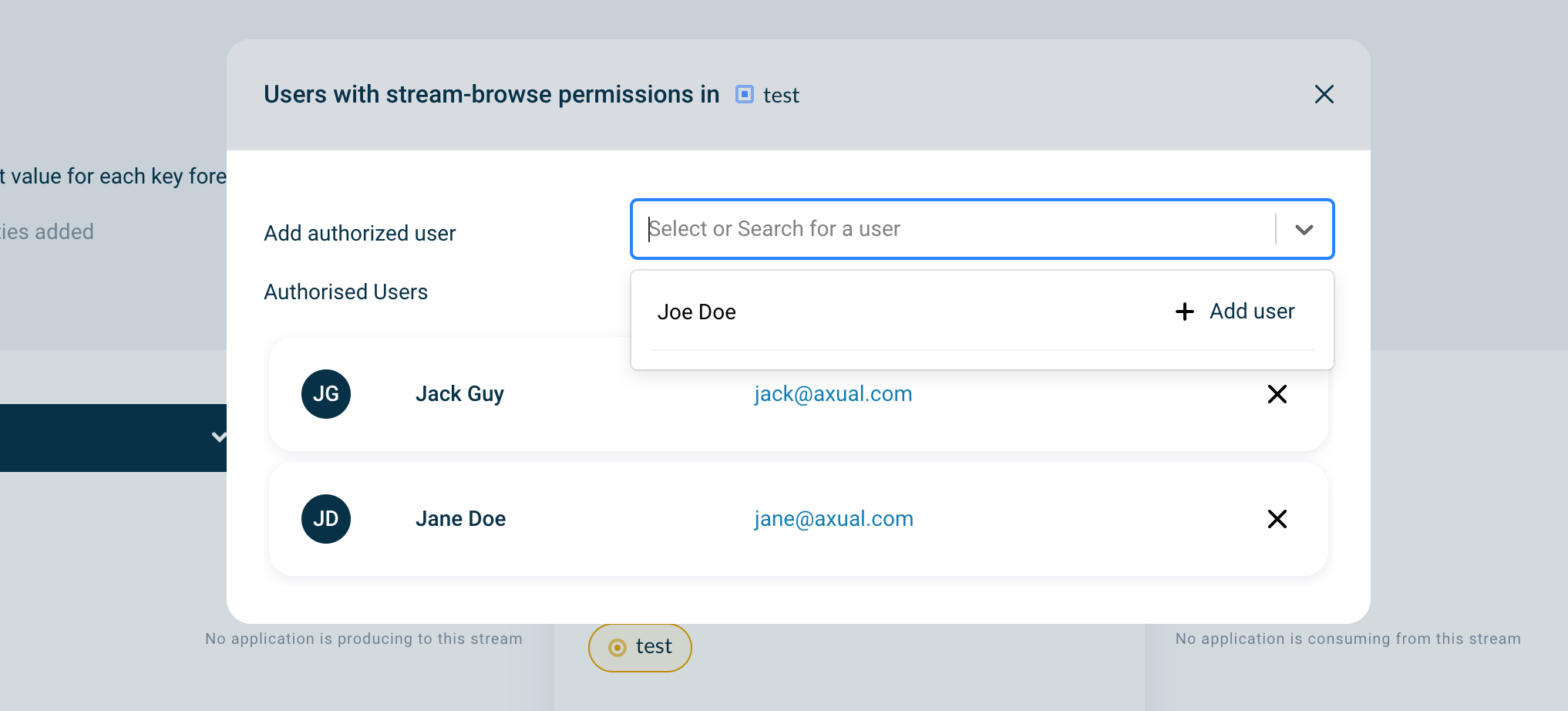 Stream Browse Permission Modal