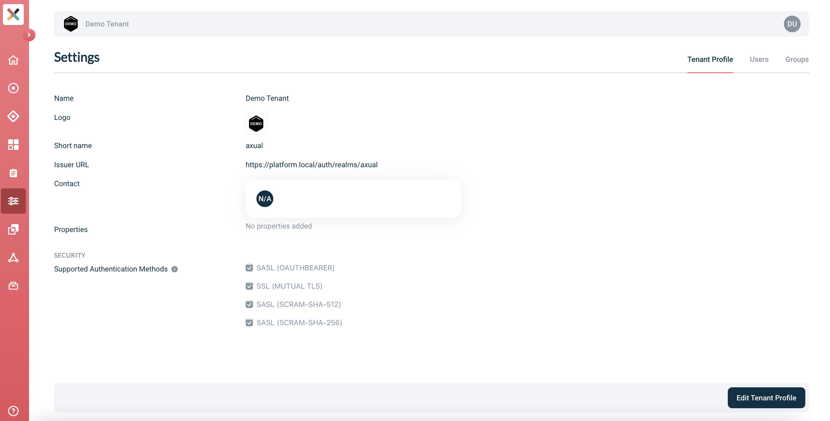 Tenant profile