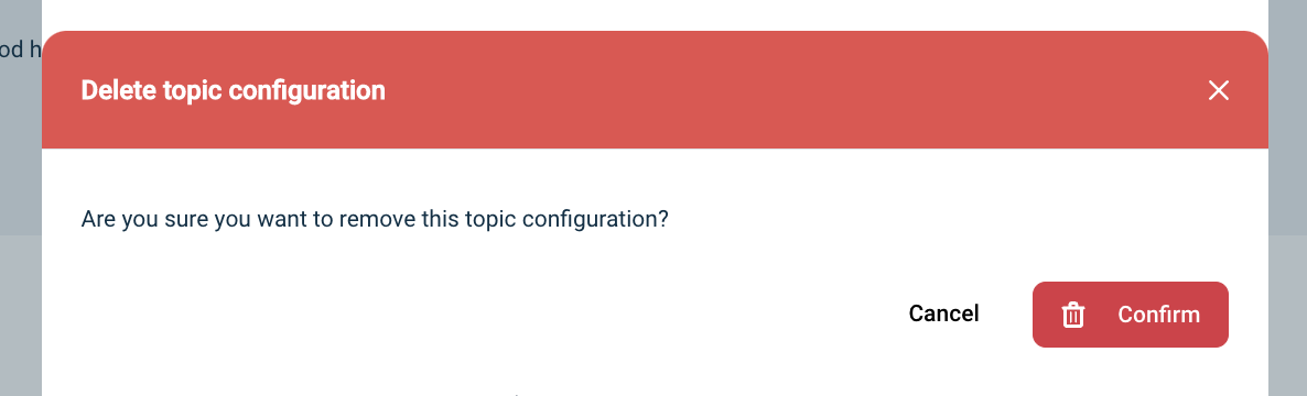 Delete topic configuration confirm