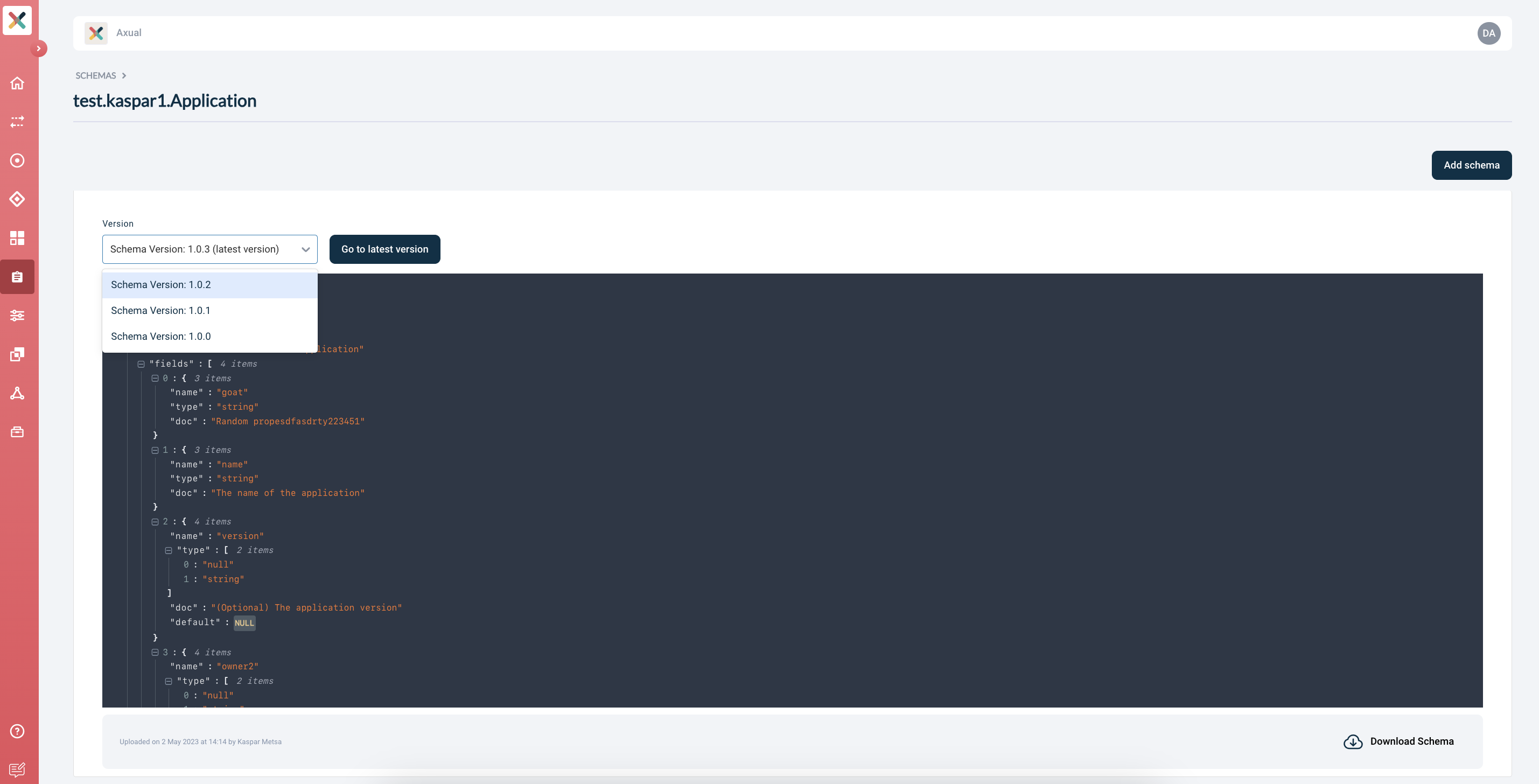 View All Schema Versions
