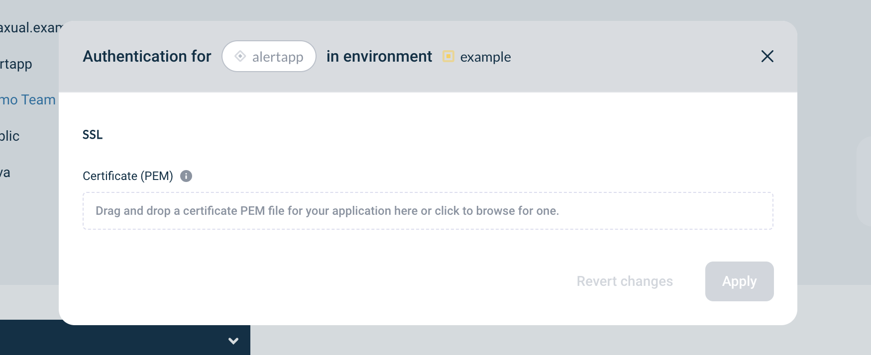 Configure application principals modal
