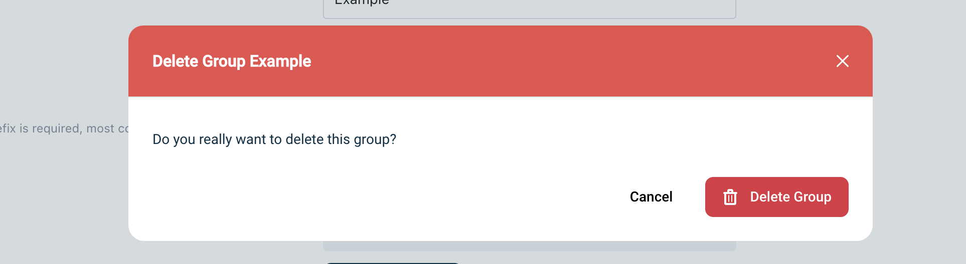 Delete group confirmation