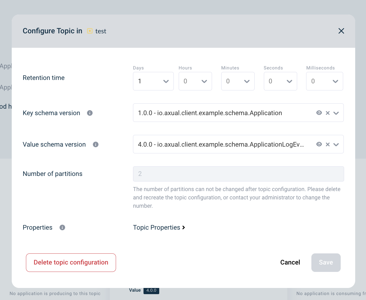topic configuration modal