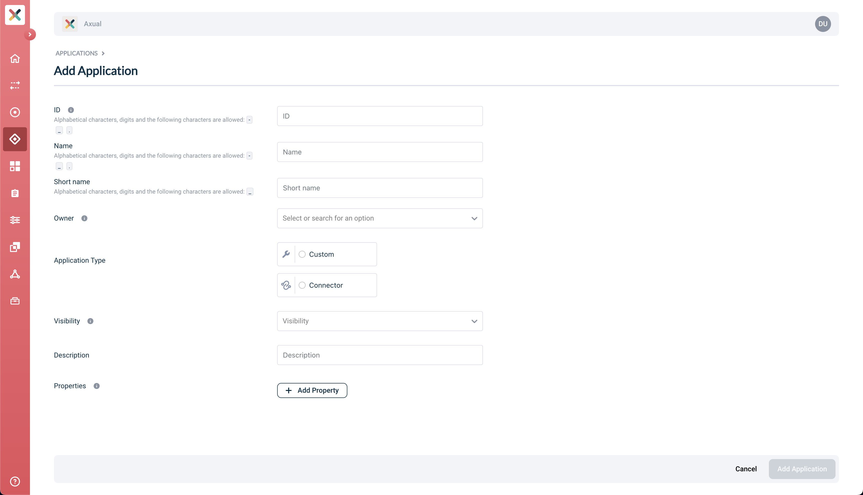 Add application page