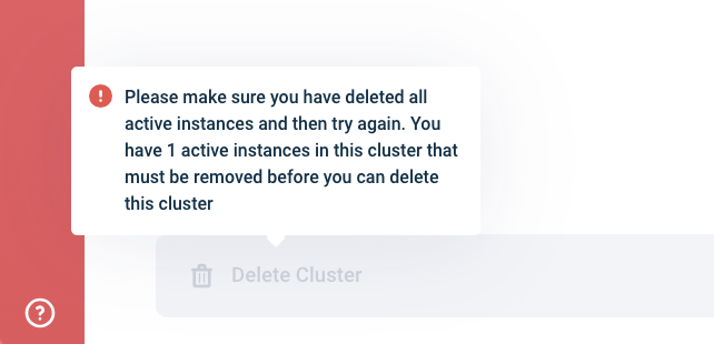 Cluster Delete Button Disabled