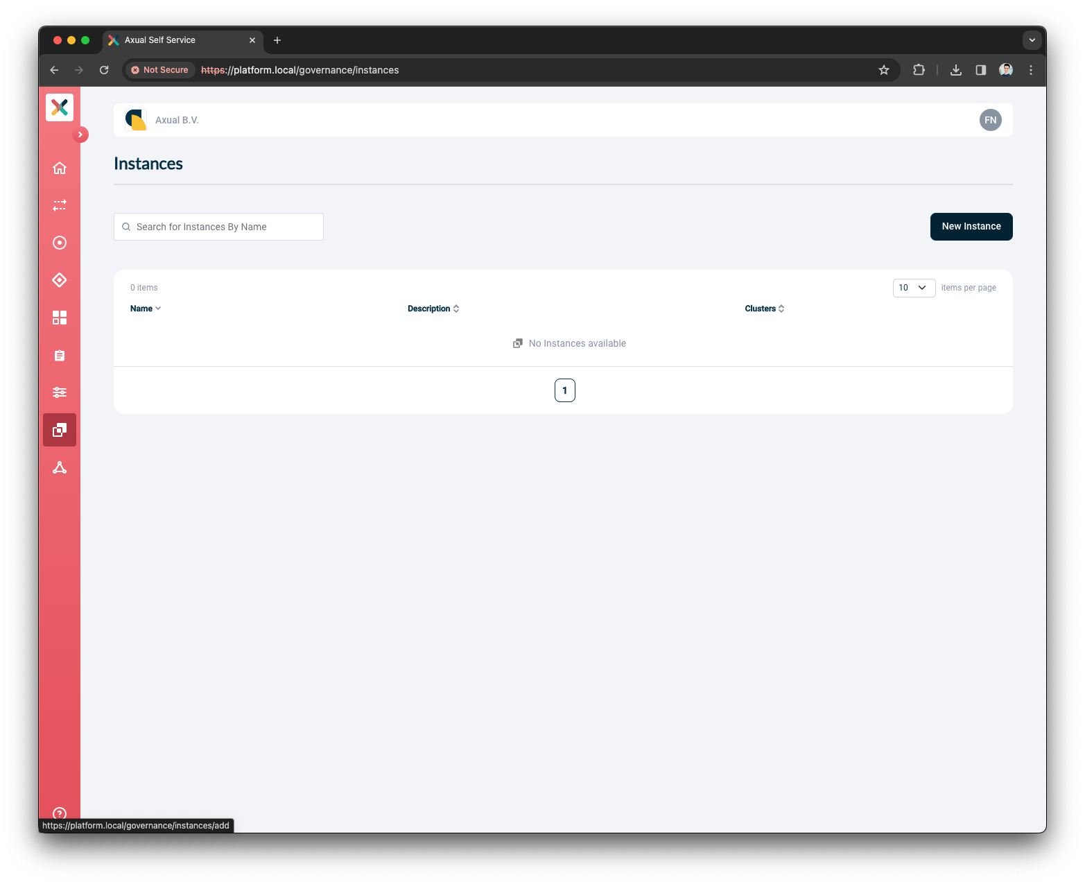 Self-Service Instances Menu