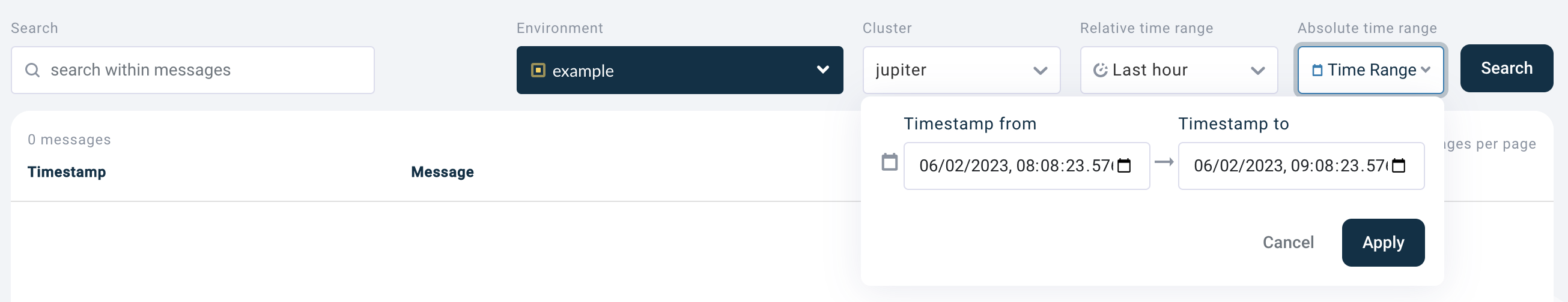 Stream Browse search controls