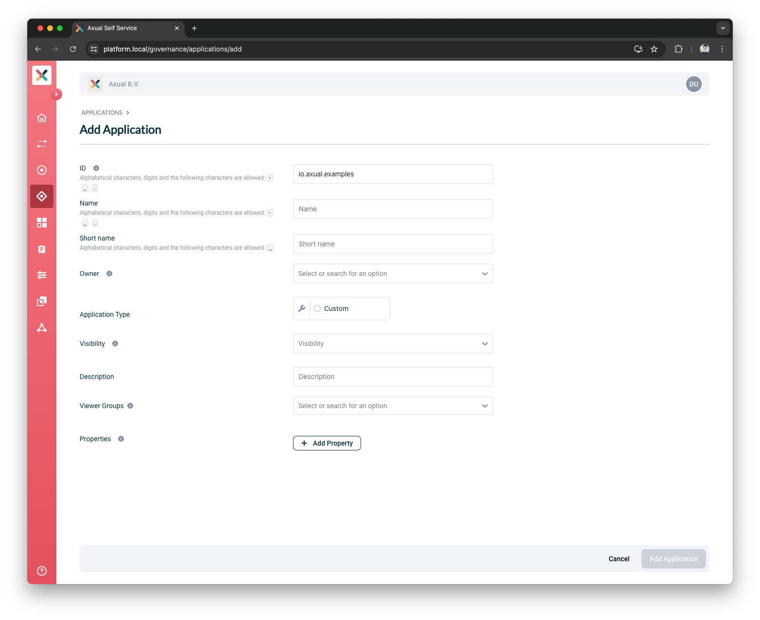 New application view