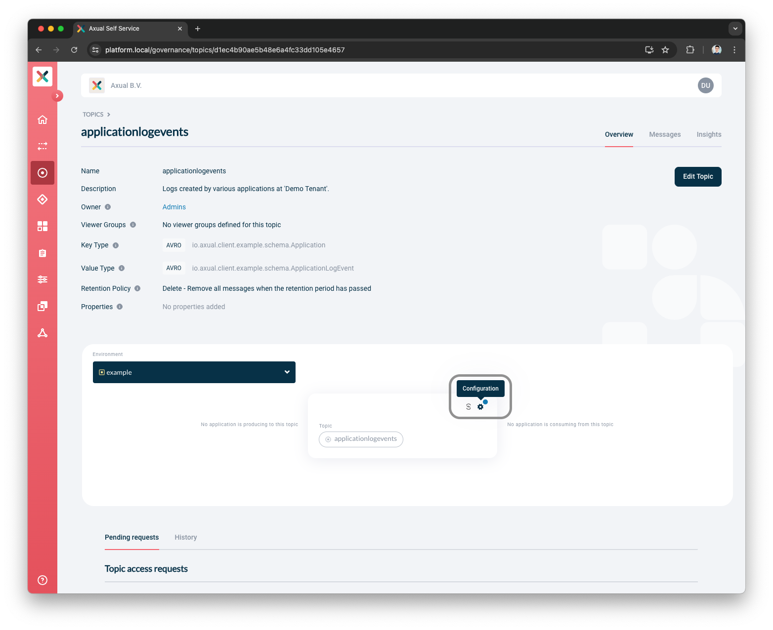 Config topic button