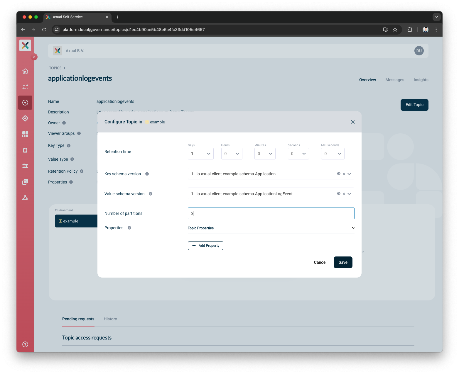 Config topic view