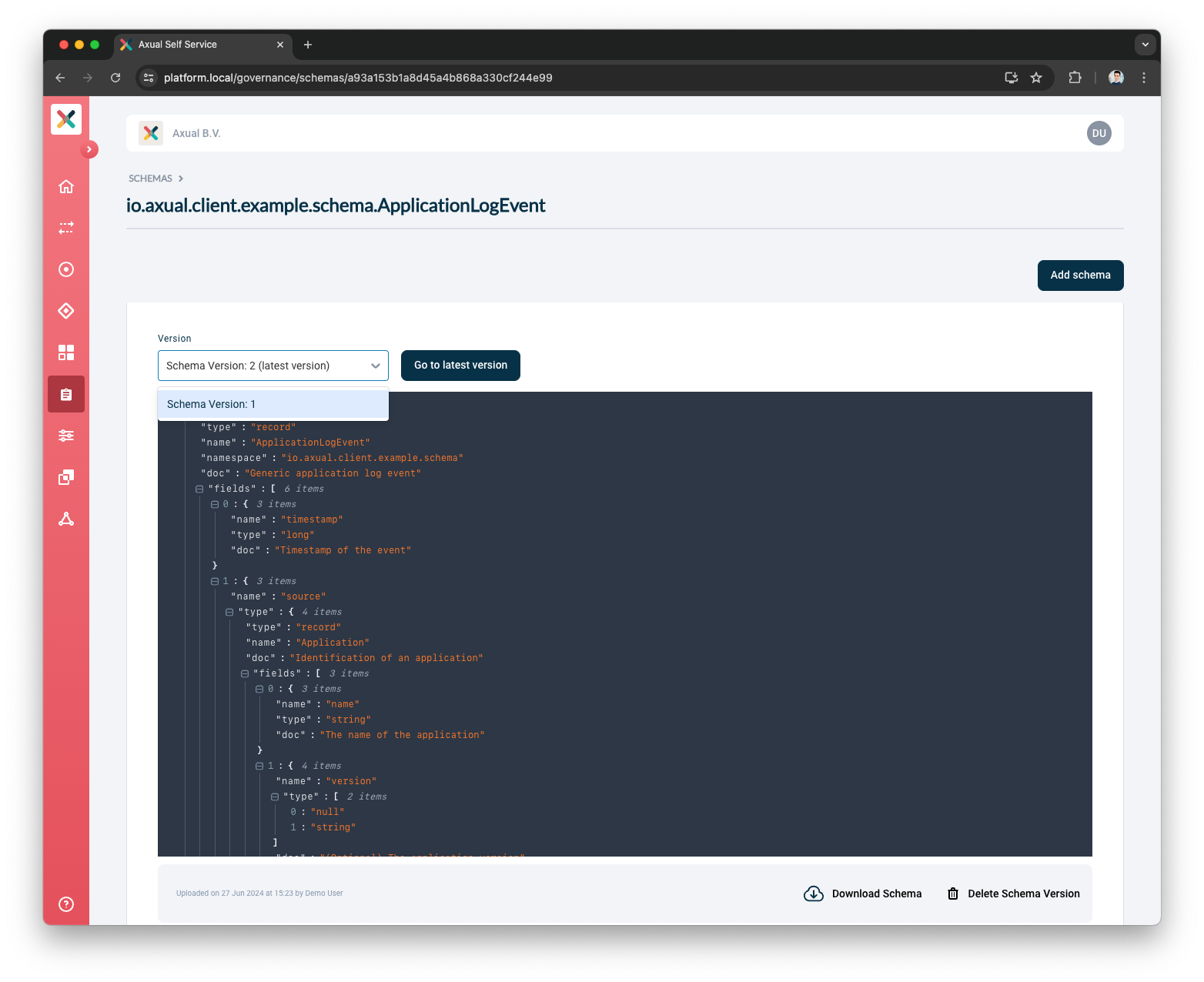 View All Schema Versions