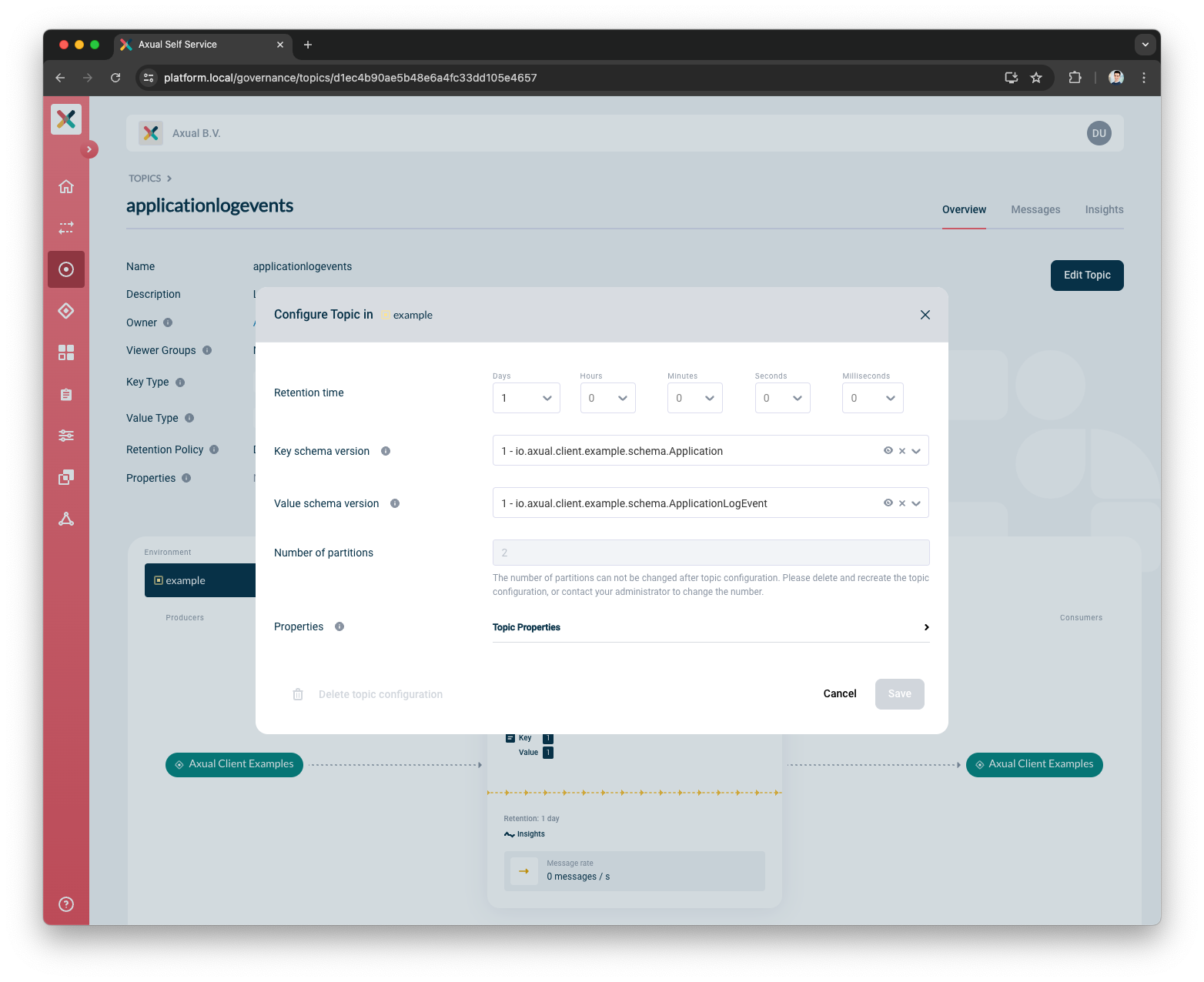topic configuration modal