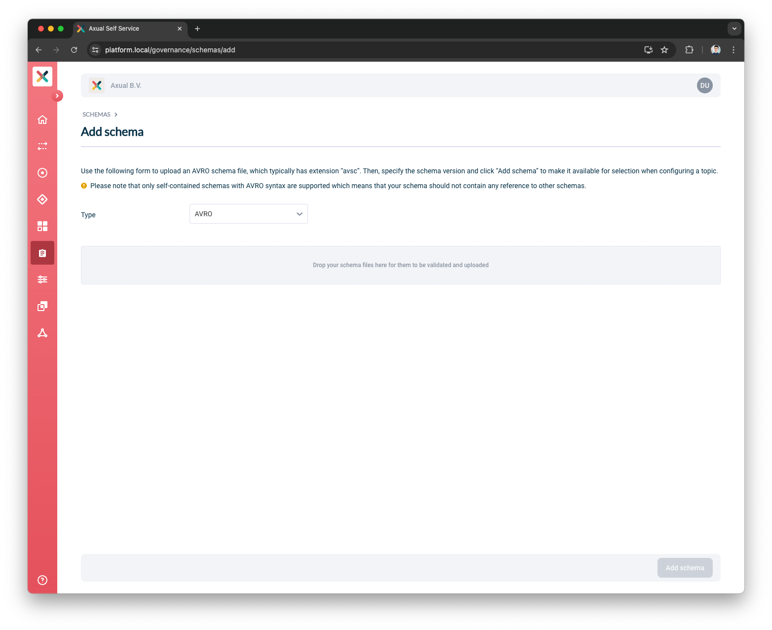 Add Schema Menu
