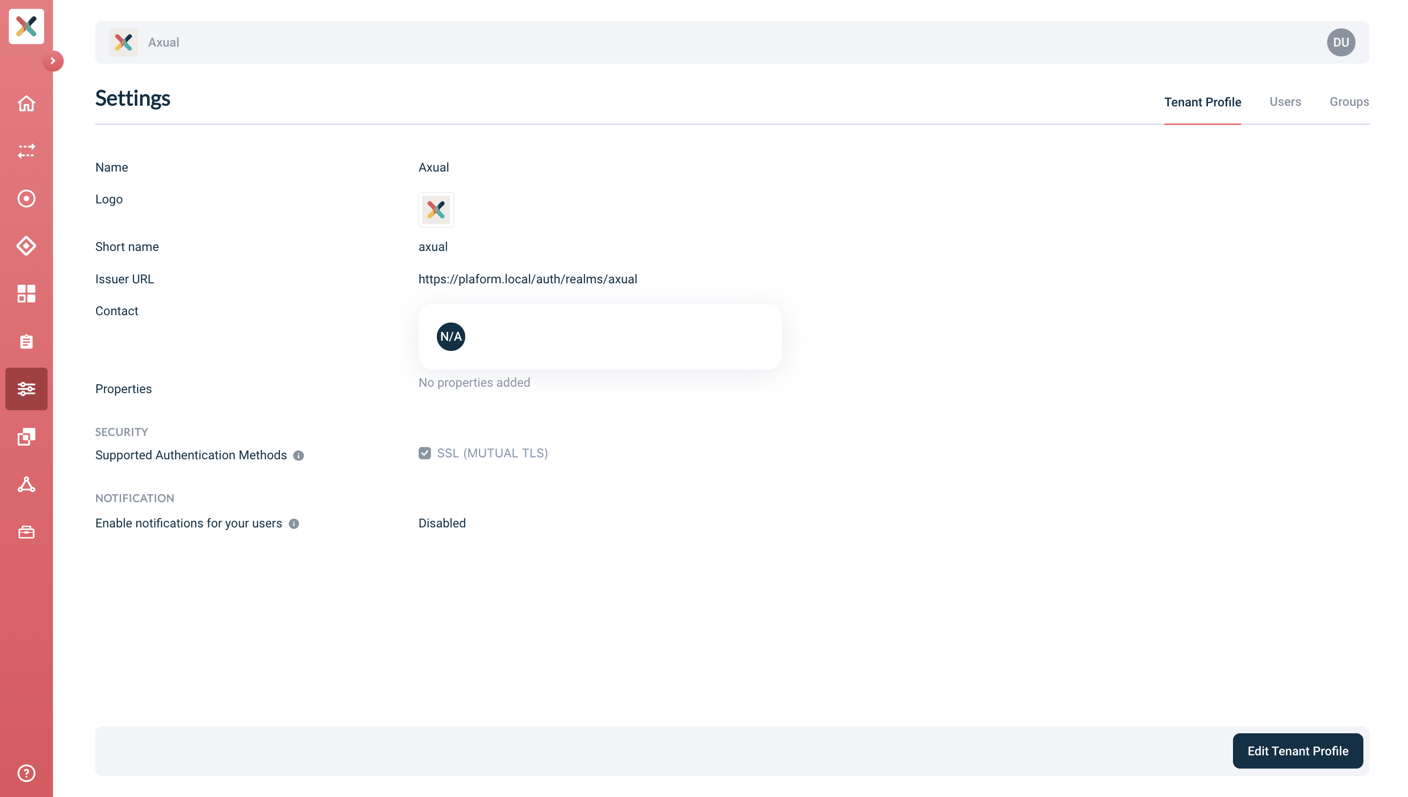 Tenant profile