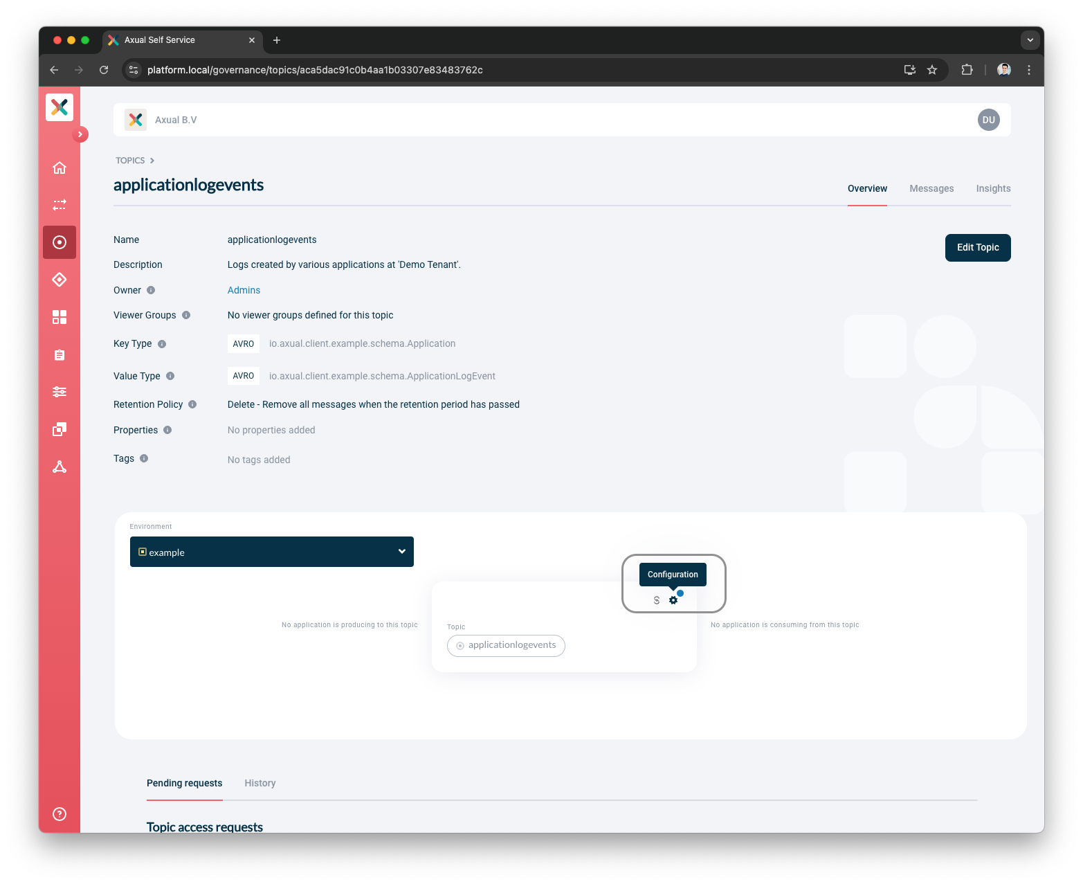 Config topic button