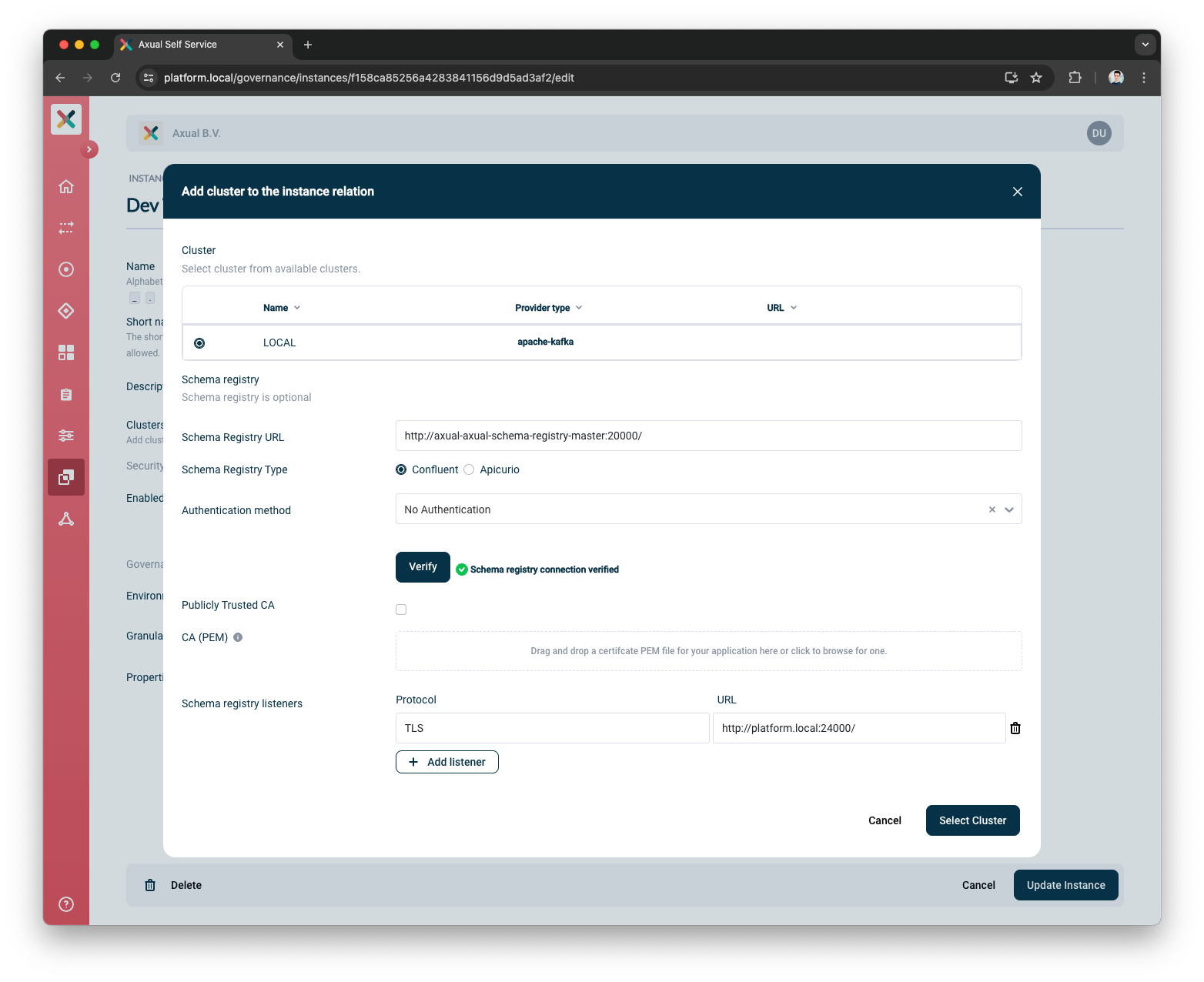 Self-Service Add Schema Registry Listeners