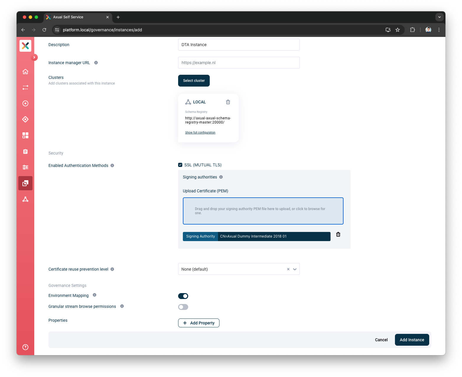 Self-Service Add Instance Security