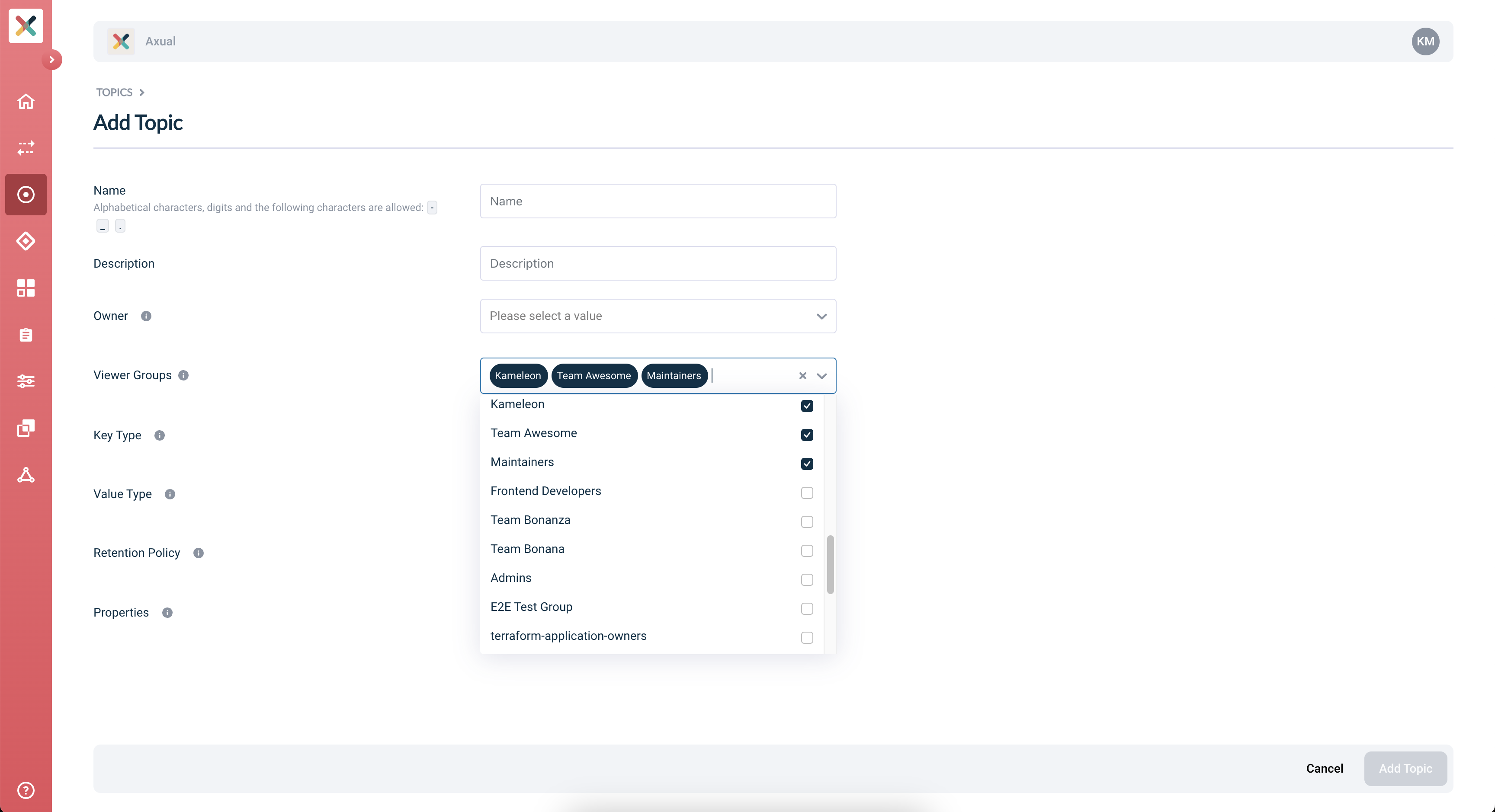 Select Topic viewer groups