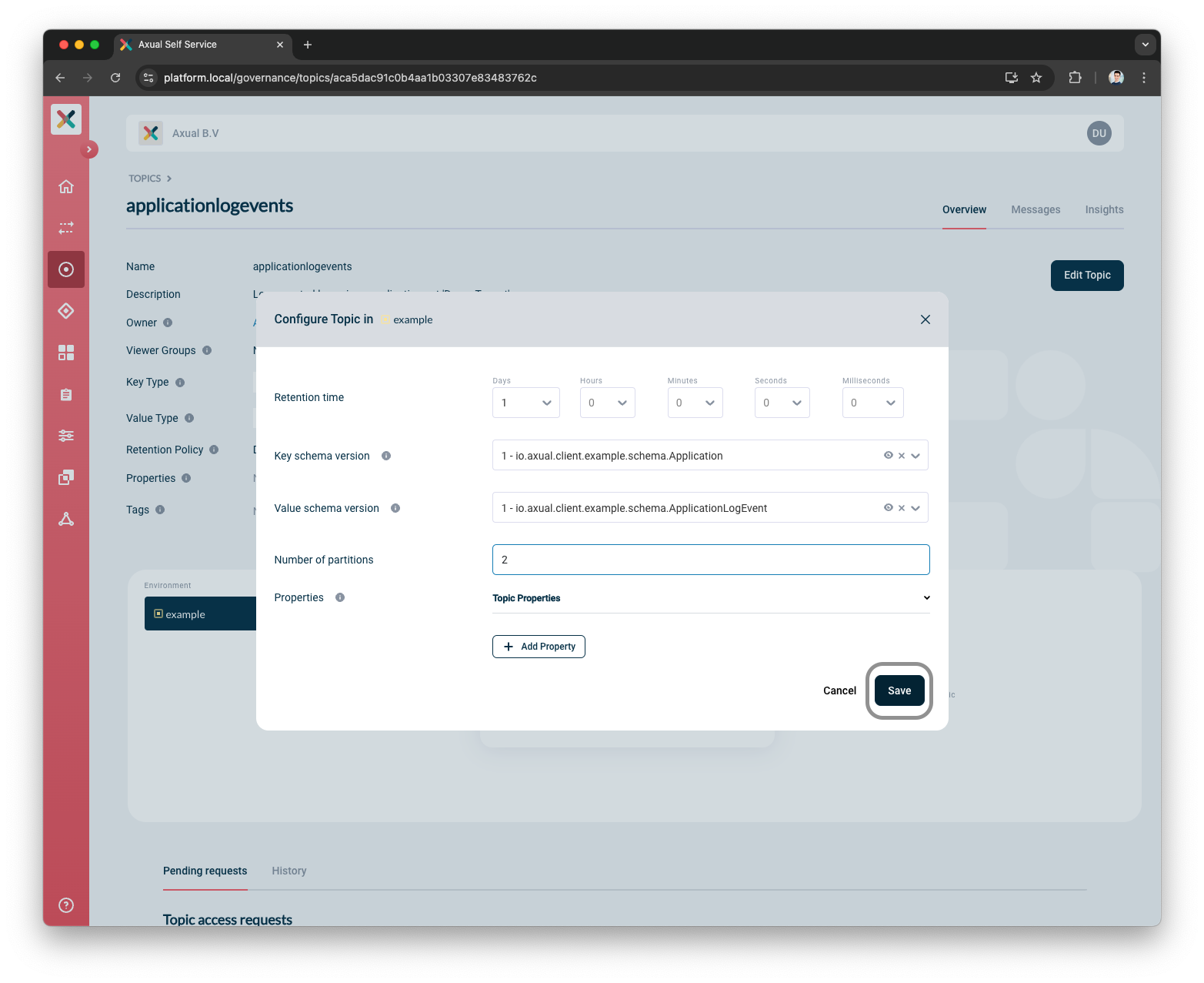 Config topic view