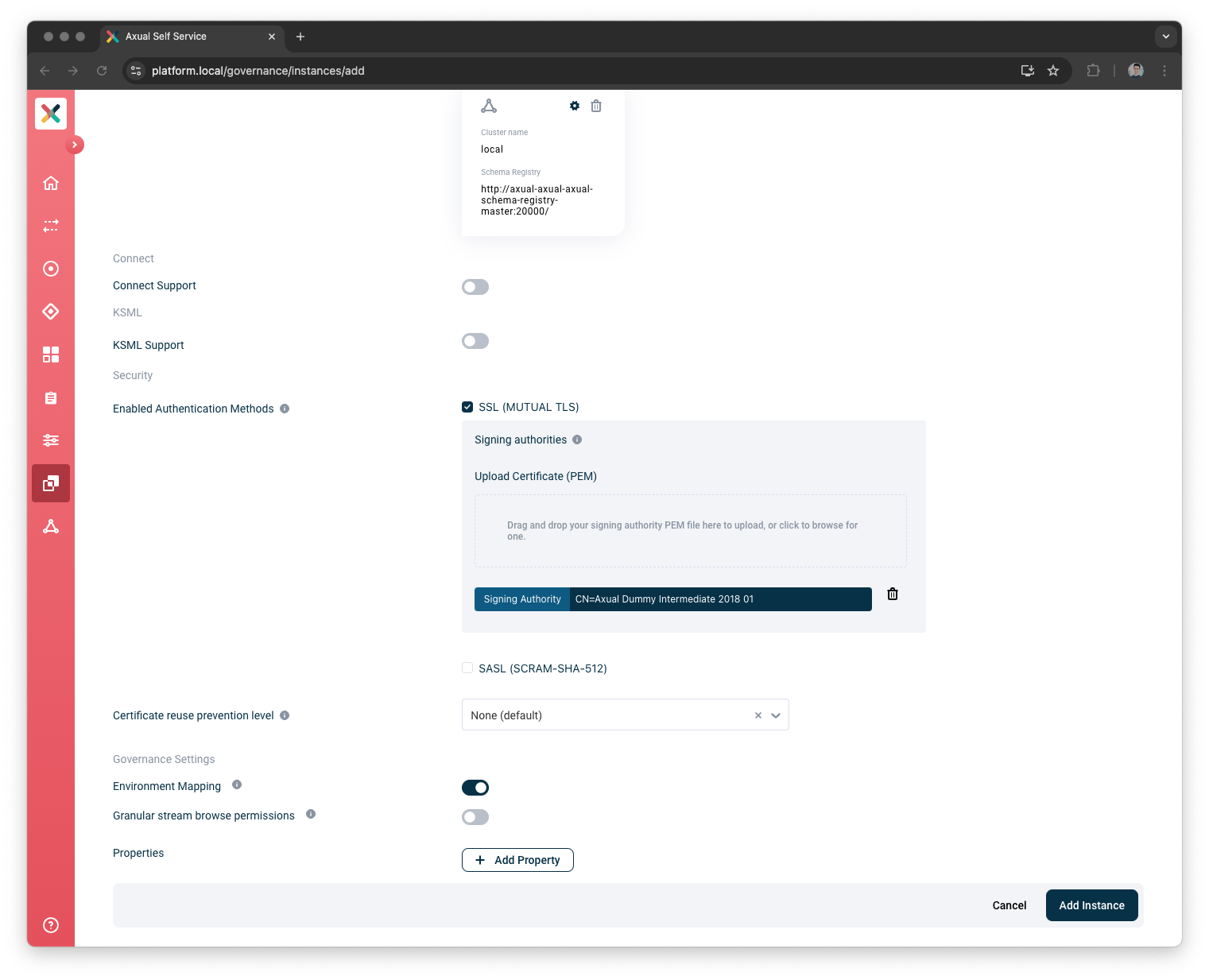 Self-Service Add Instance Security