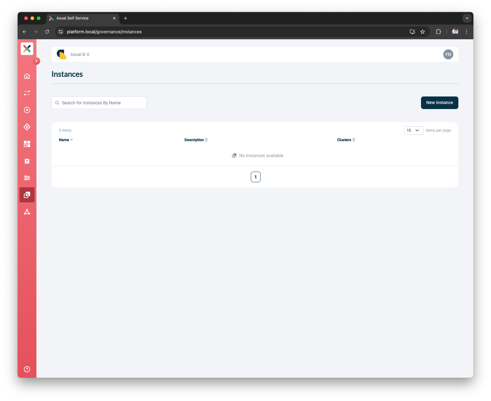 Self-Service Instances Menu
