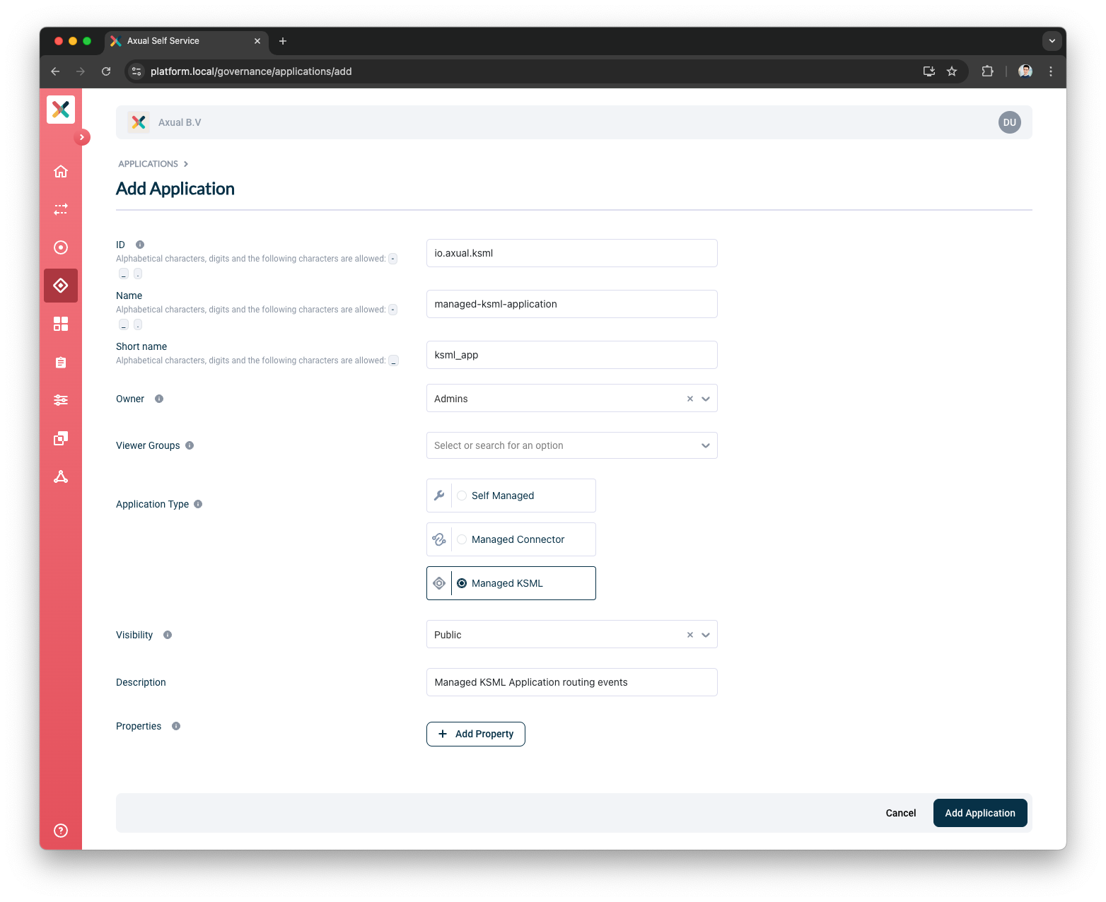 Self-Service Add KSML Application