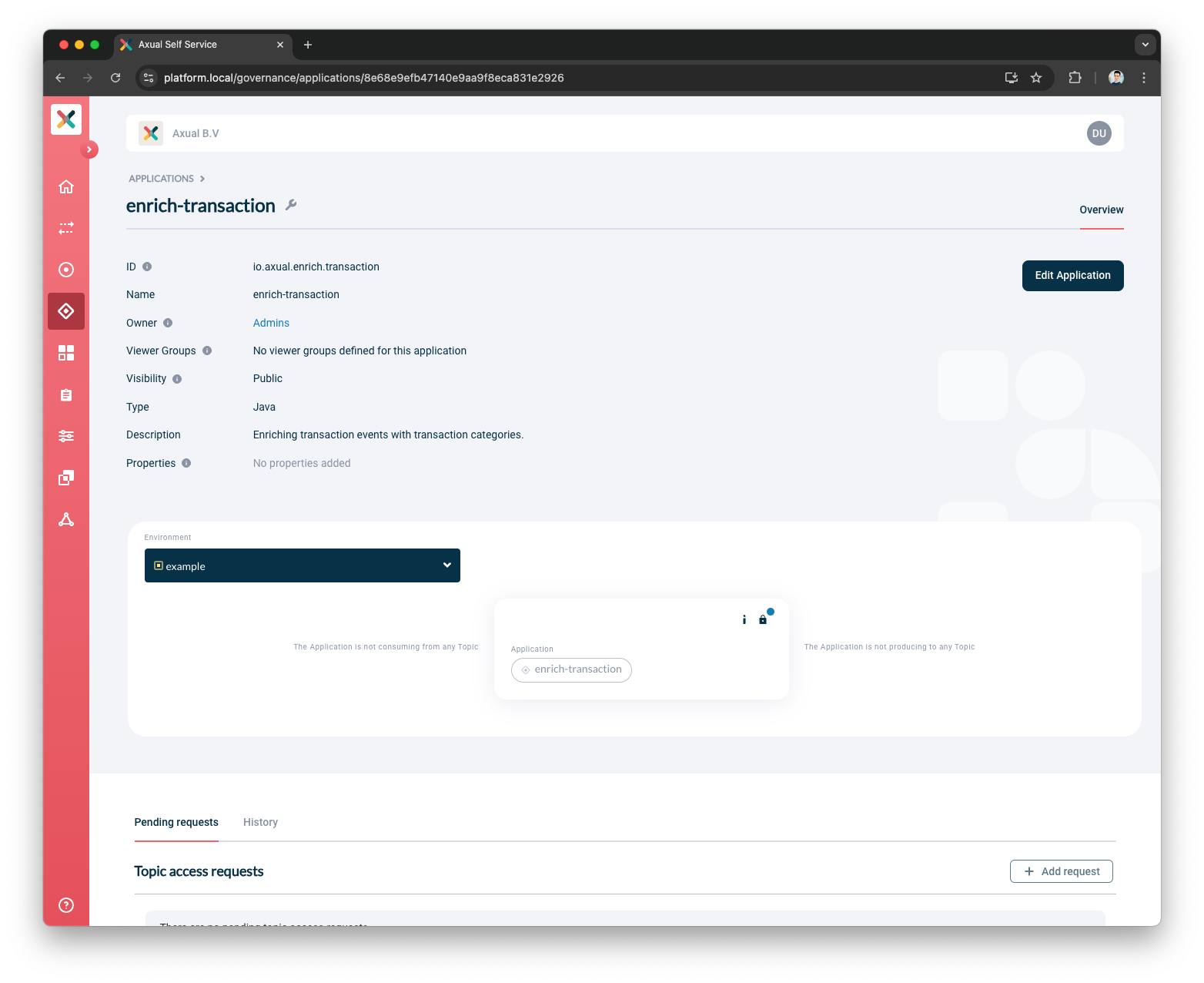 Self-Service Application Detail