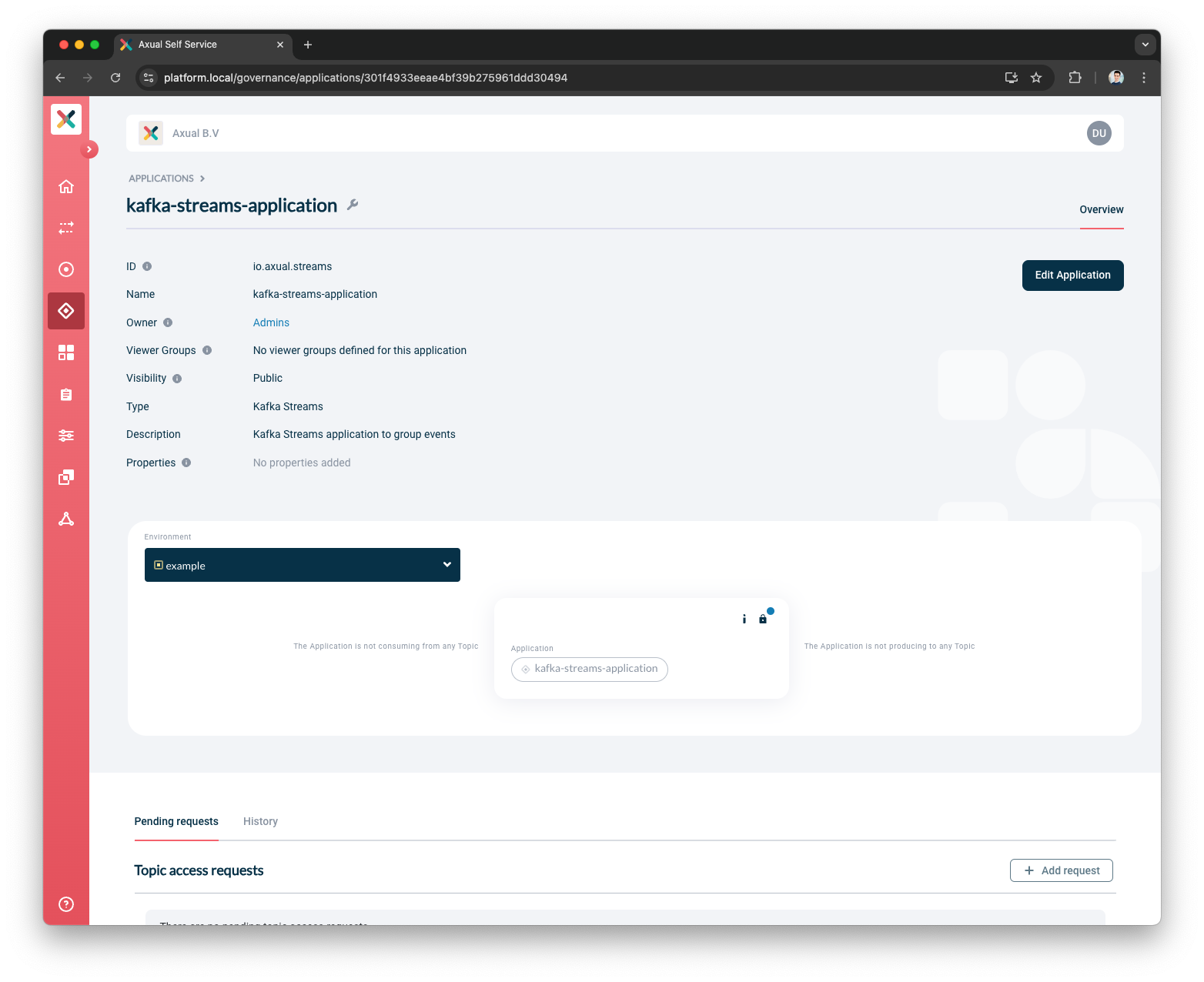 Self-Service Kafka Streams Application Detail