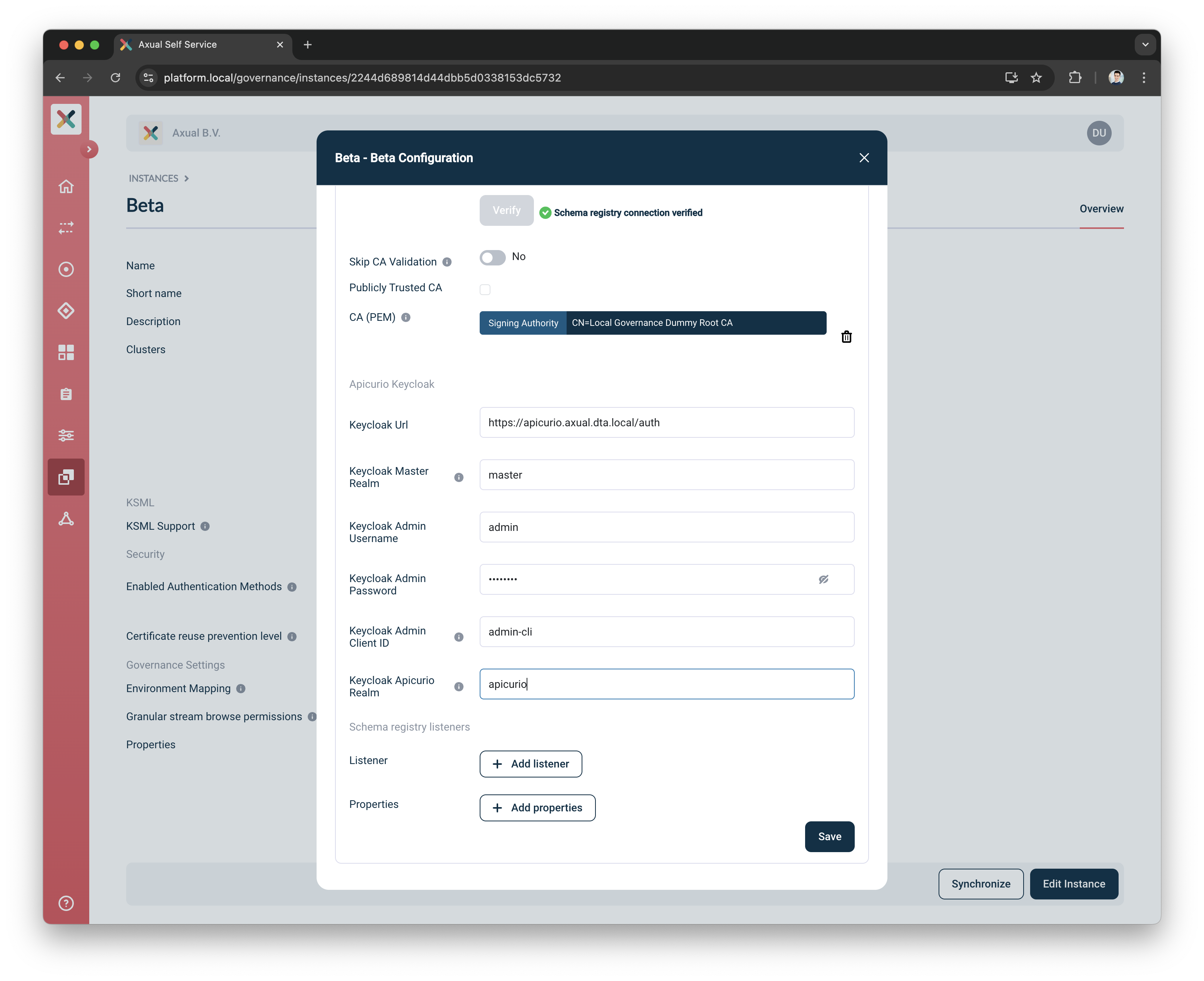 Self-Service Configure Apicurio Keycloak