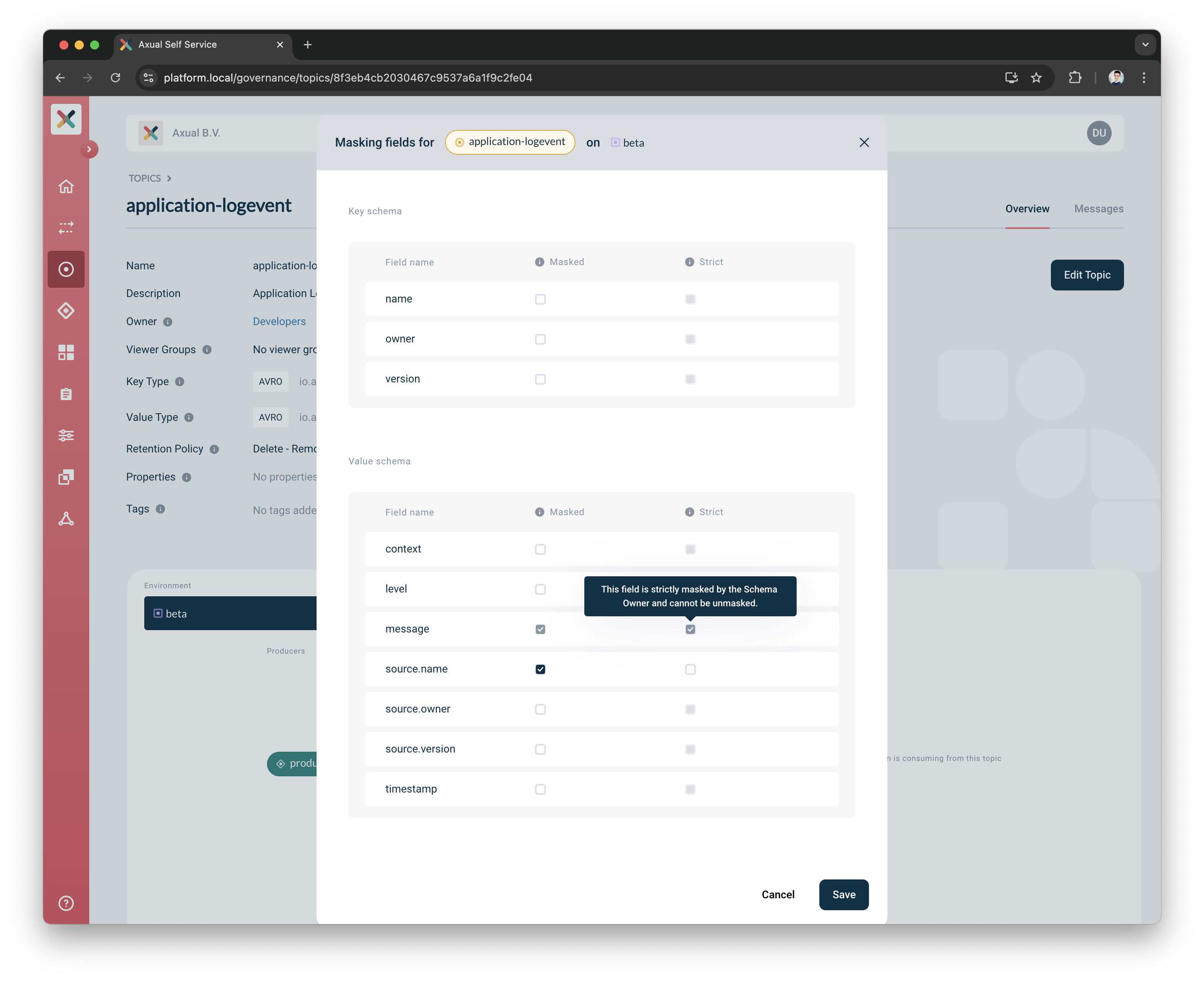 Topic masking can’t be change if coming from schema
