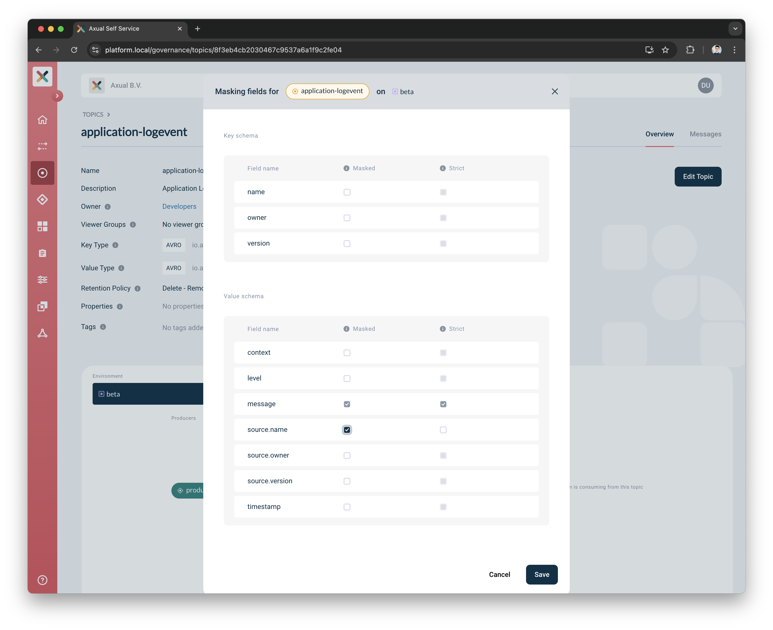 Topic Data Masking