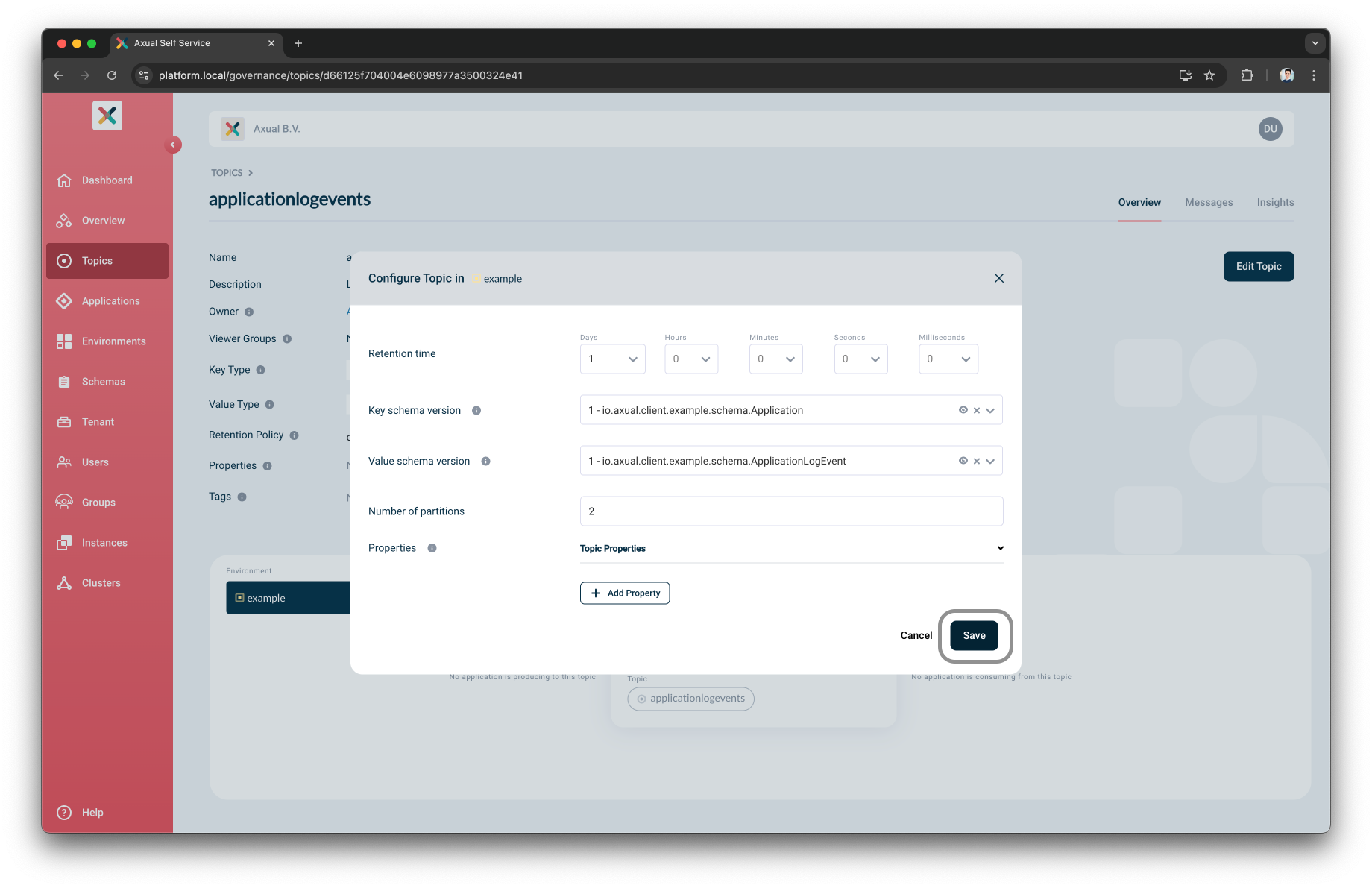 Config topic view