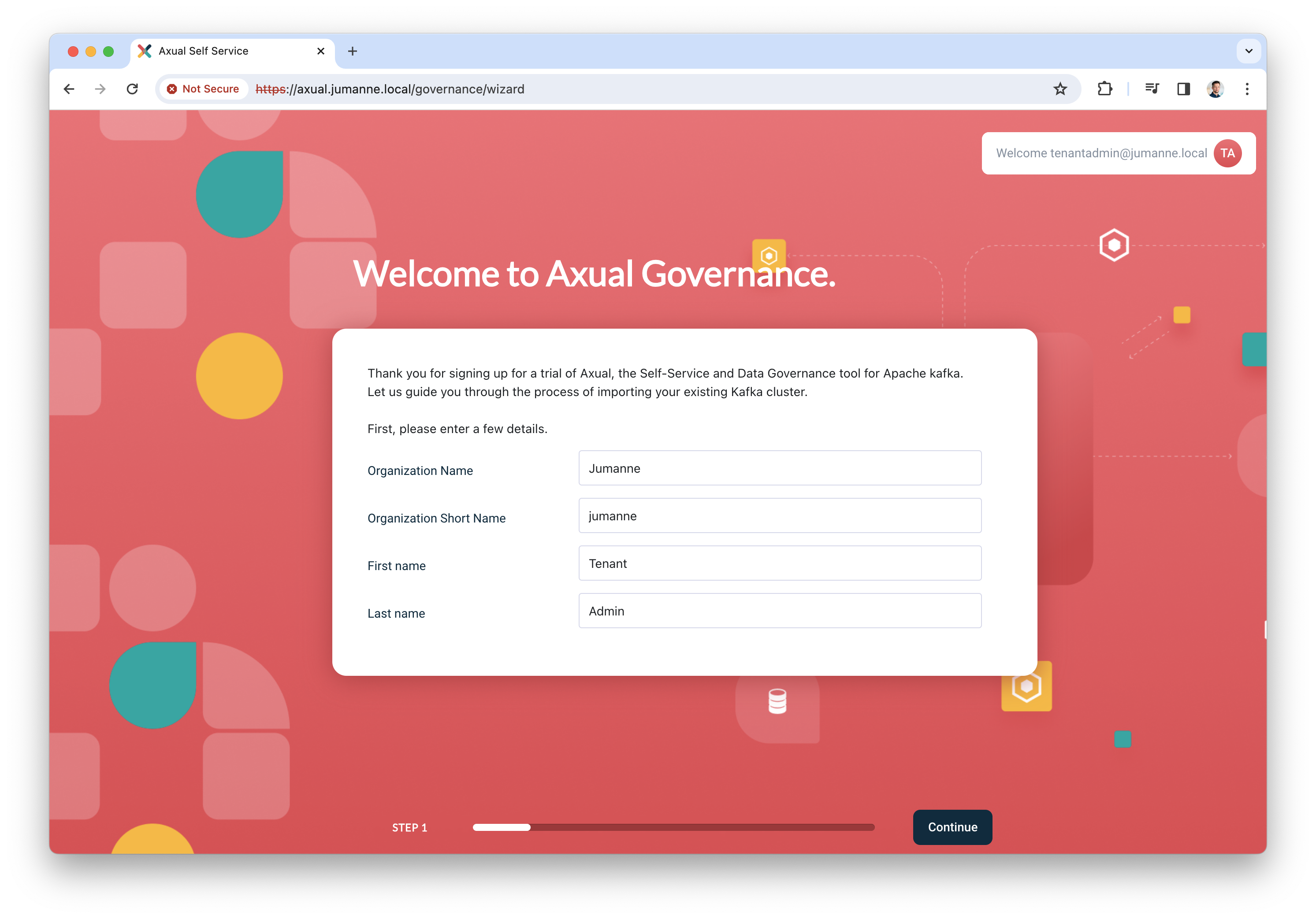 Axual Governance - adding an organization