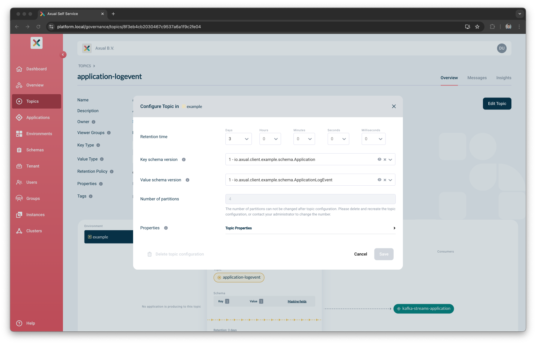 topic configuration modal