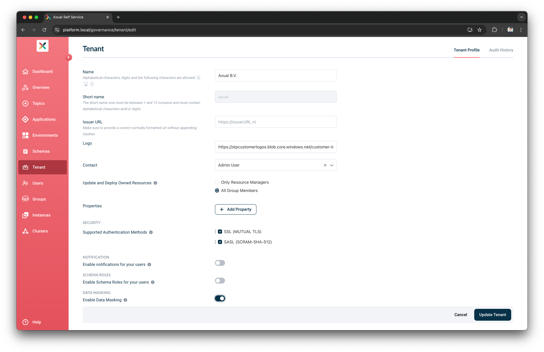 Enable Tenant Data Masking