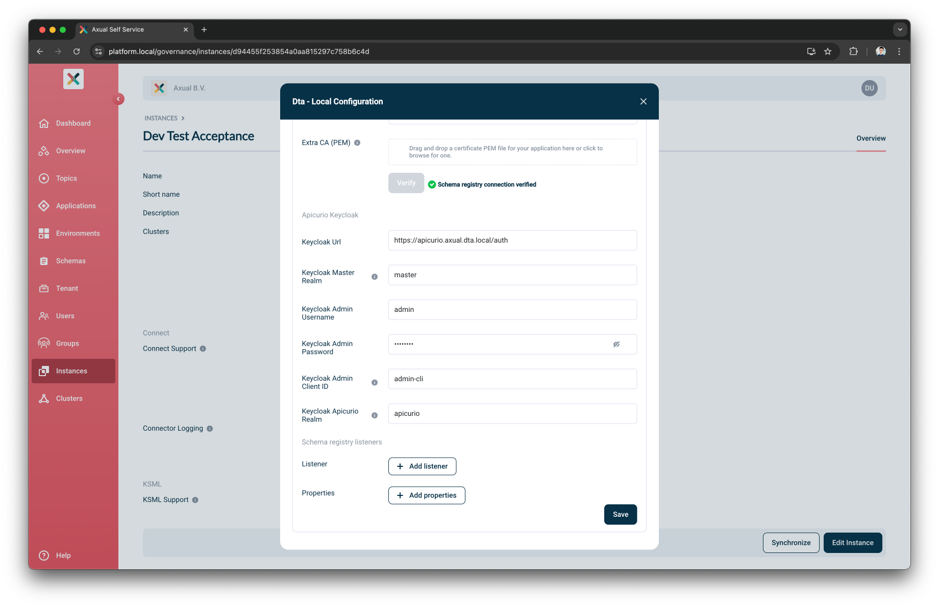 Self-Service Configure Apicurio Keycloak