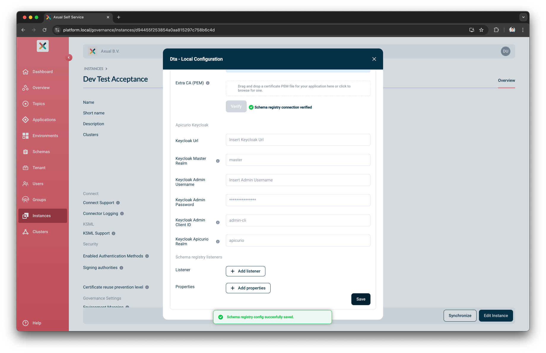 Self-Service Add Schema Registry Completed