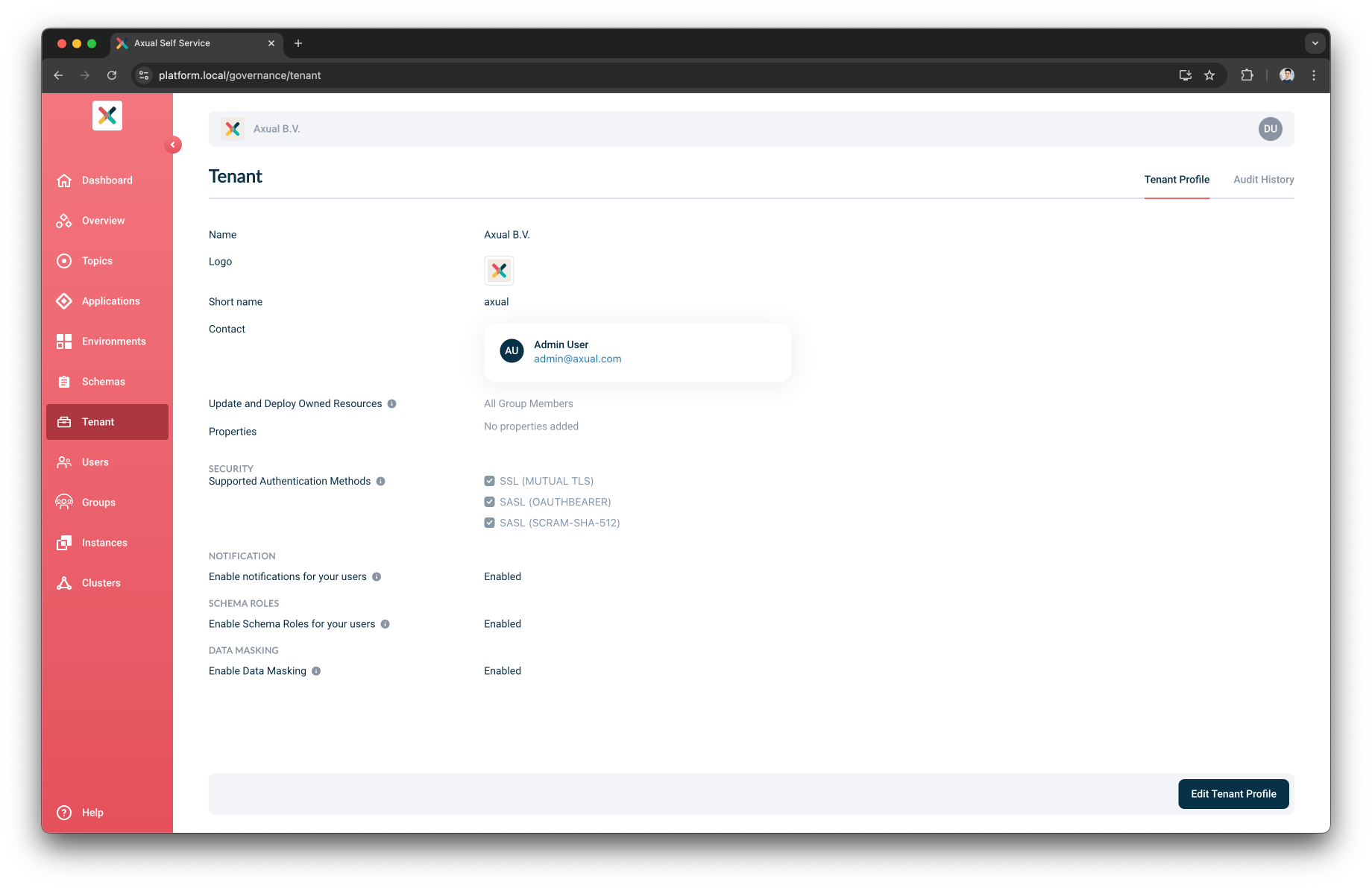 Tenant profile