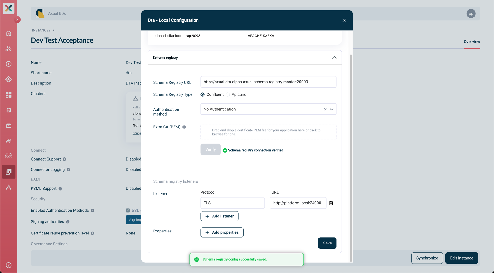 Self-Service Add Schema Registry Listeners