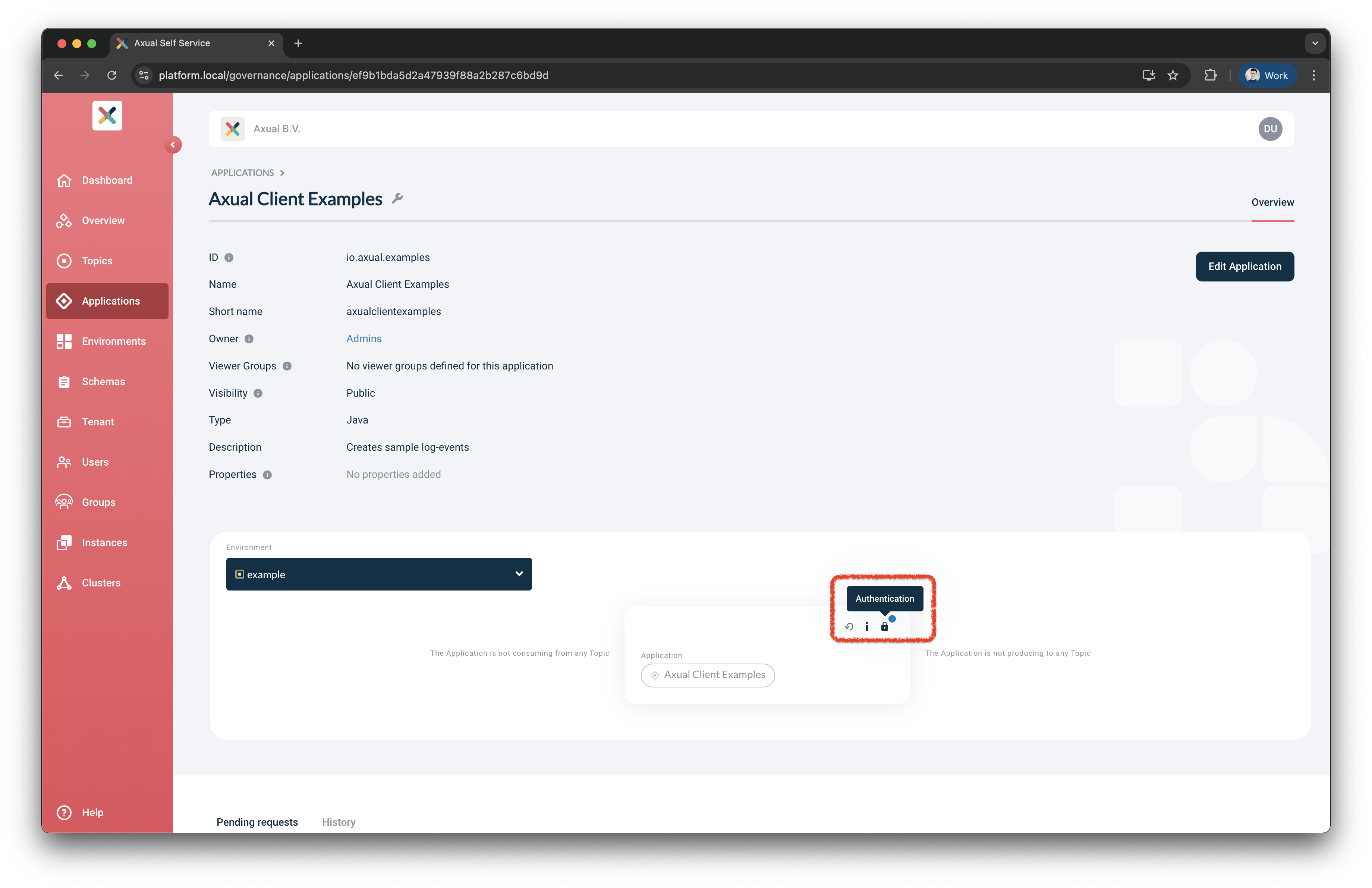 Configure application button