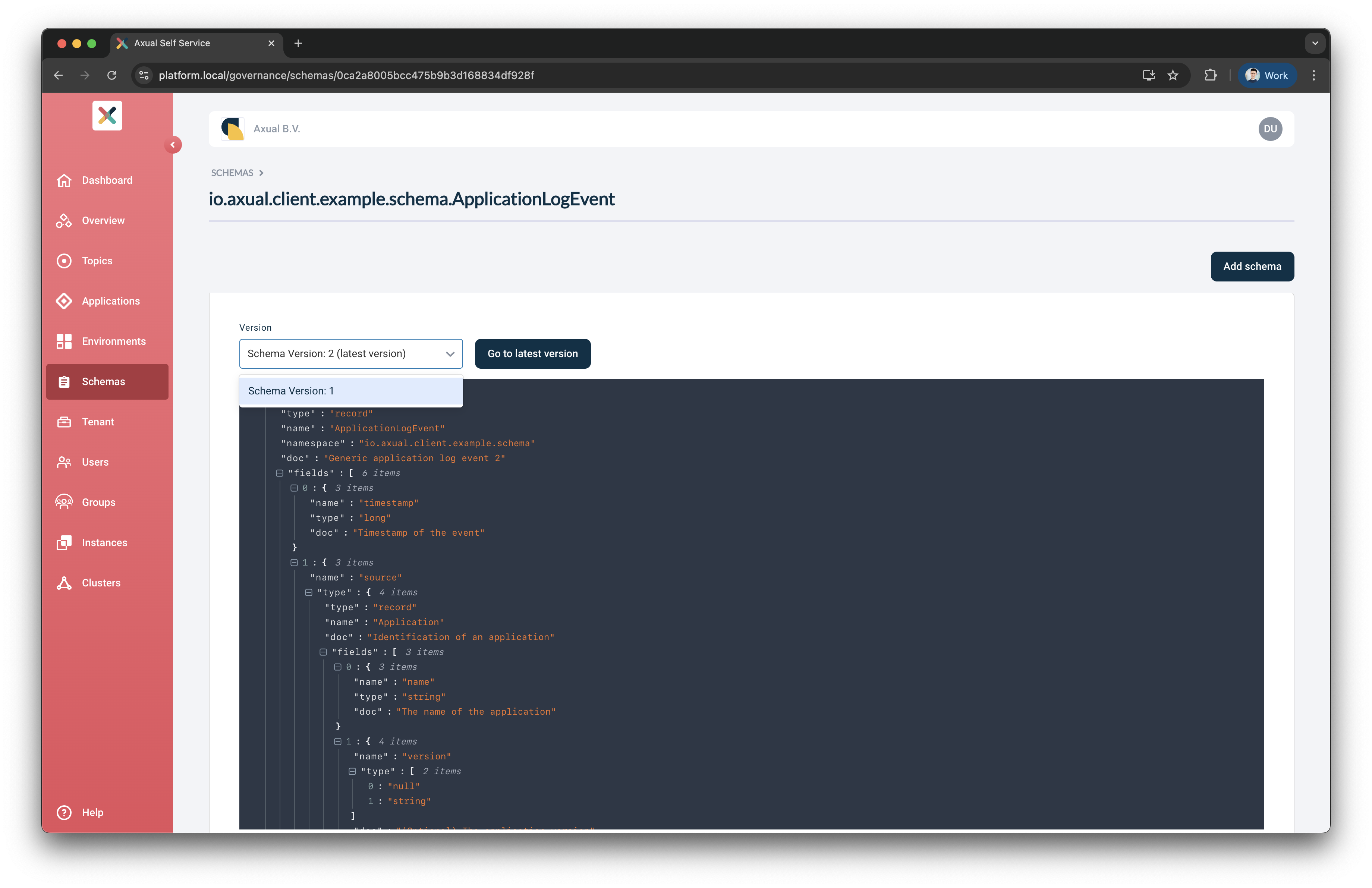 View All Schema Versions