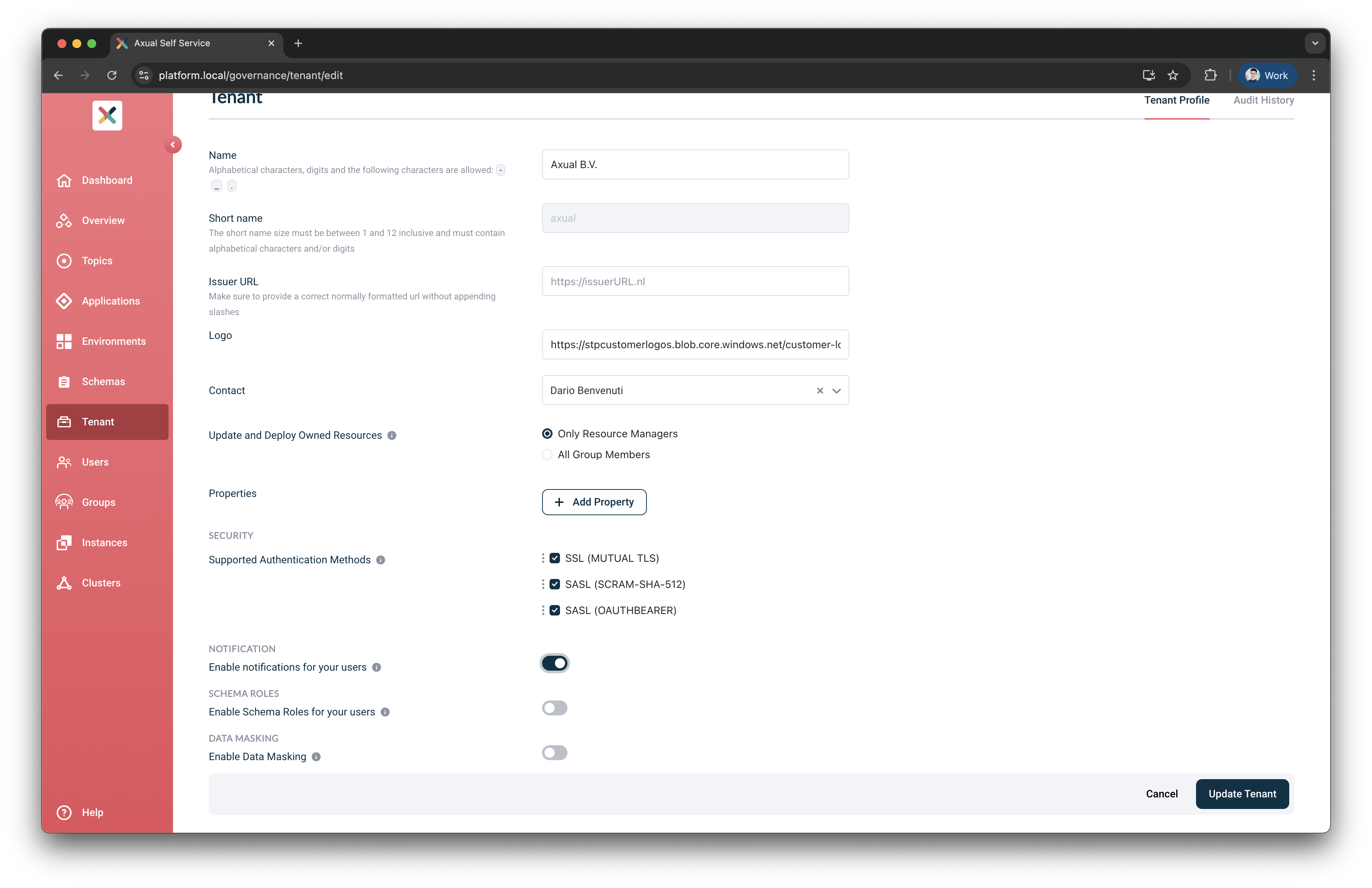Enable Tenant notifications