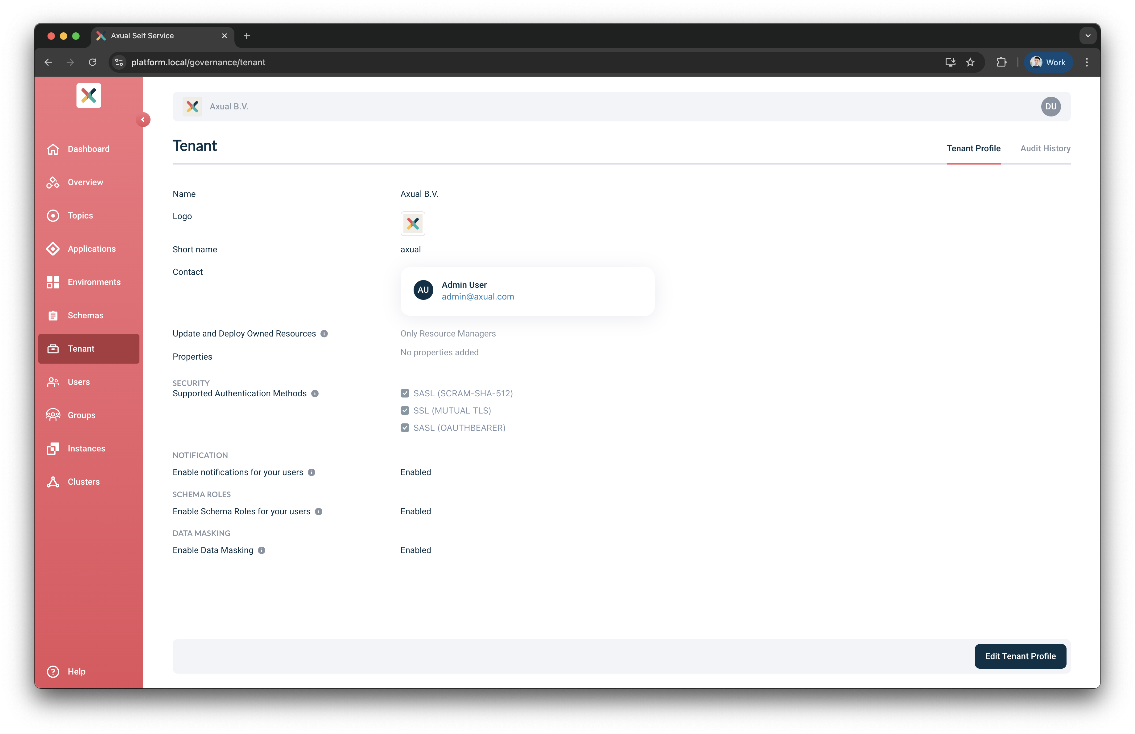 Tenant profile